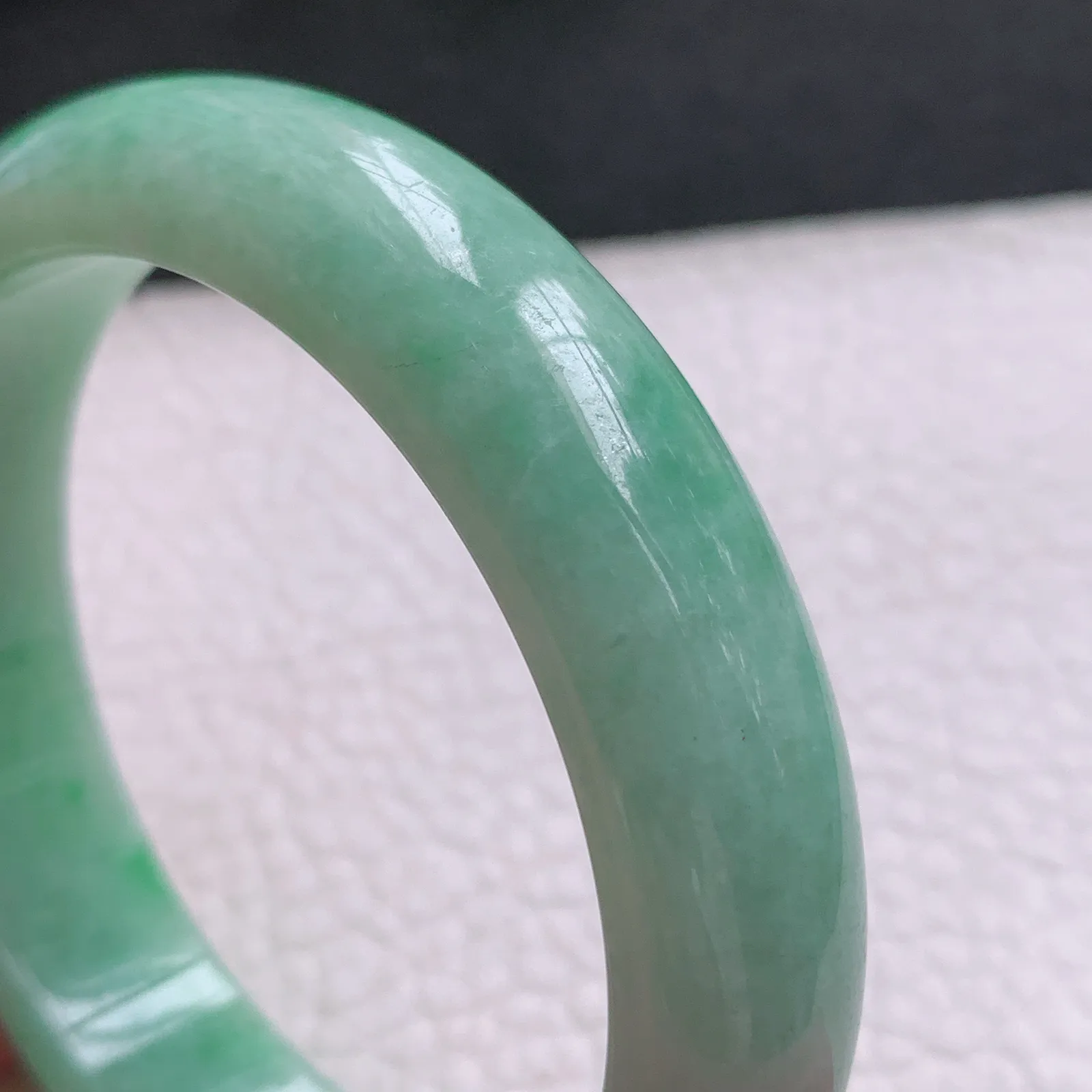 nr实拍57.5*14.8*8mm天然缅甸翡翠A货玉手镯飘花满绿正圈平安镯