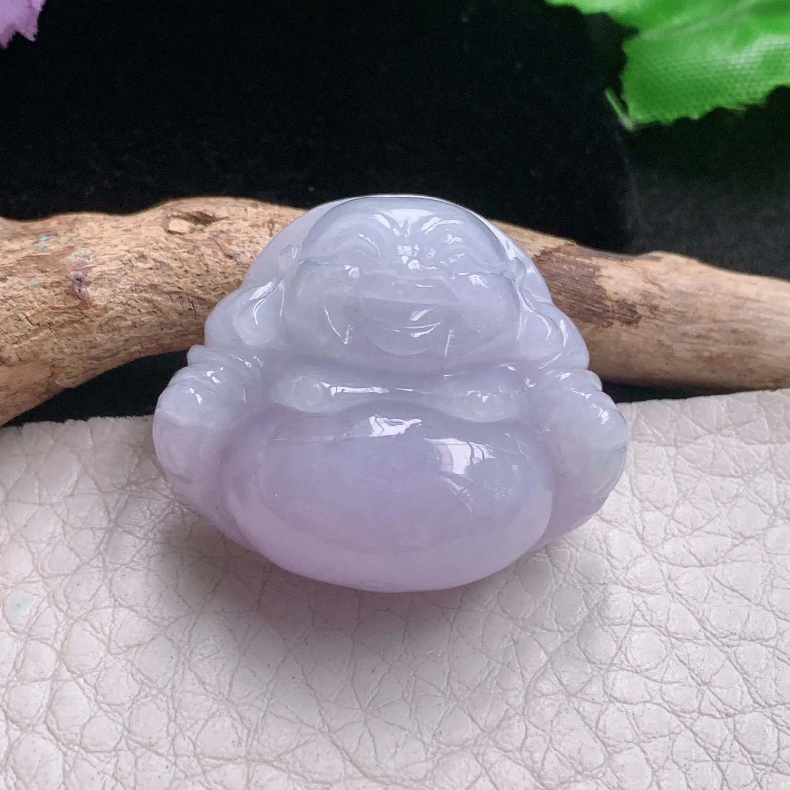 zen自然光26.9*31.8*13.2天然缅甸翡翠A货饱满紫罗兰开心佛 佛公玉吊坠