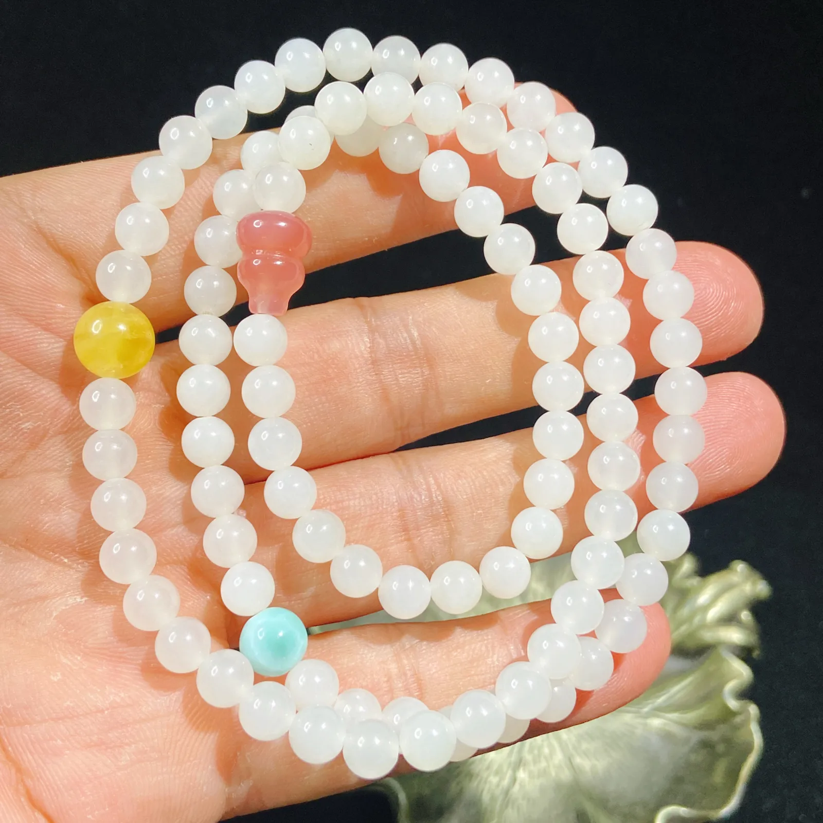 和田玉羊脂白葫芦挂件项链6手串 尺寸6无裂无杂料子细腻 ️项链️手串