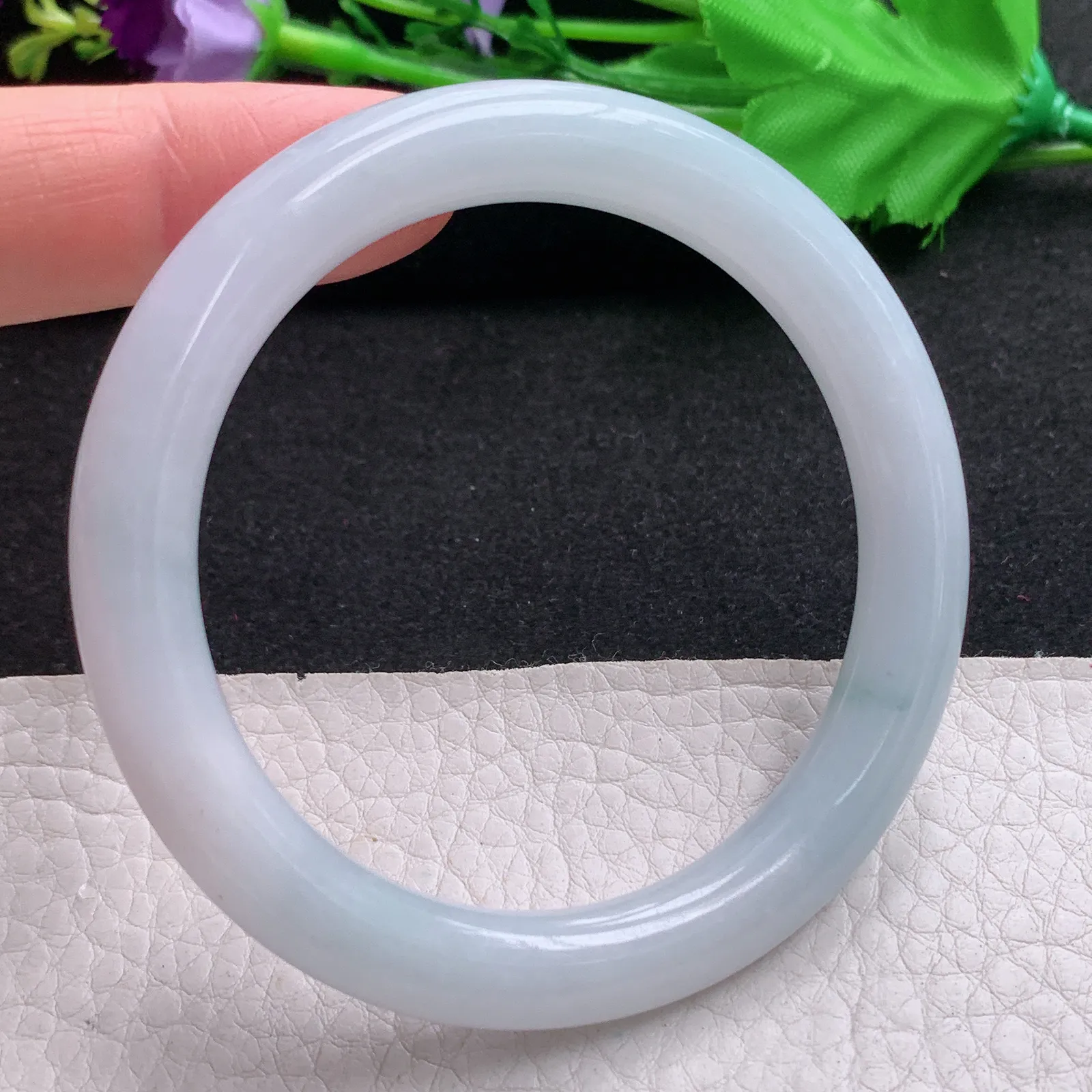 nr实拍55*8.3*9叮当镯 天然缅甸翡翠A货玉手镯要花圆条正圈美人镯