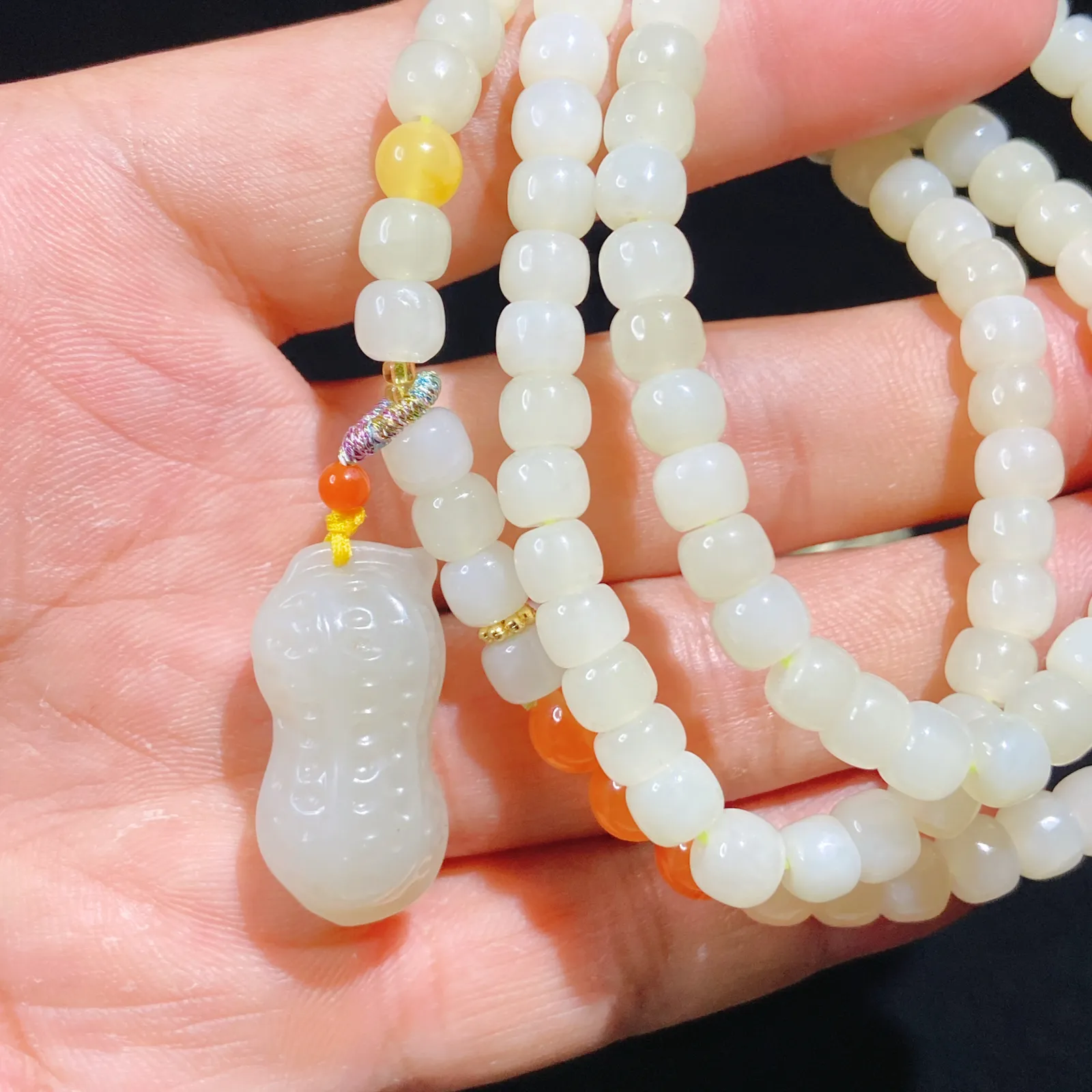 和田玉新疆且末花生多子多福挂件 老型项链6手串 尺寸6/5无裂无杂料子细腻 ️项链️手串