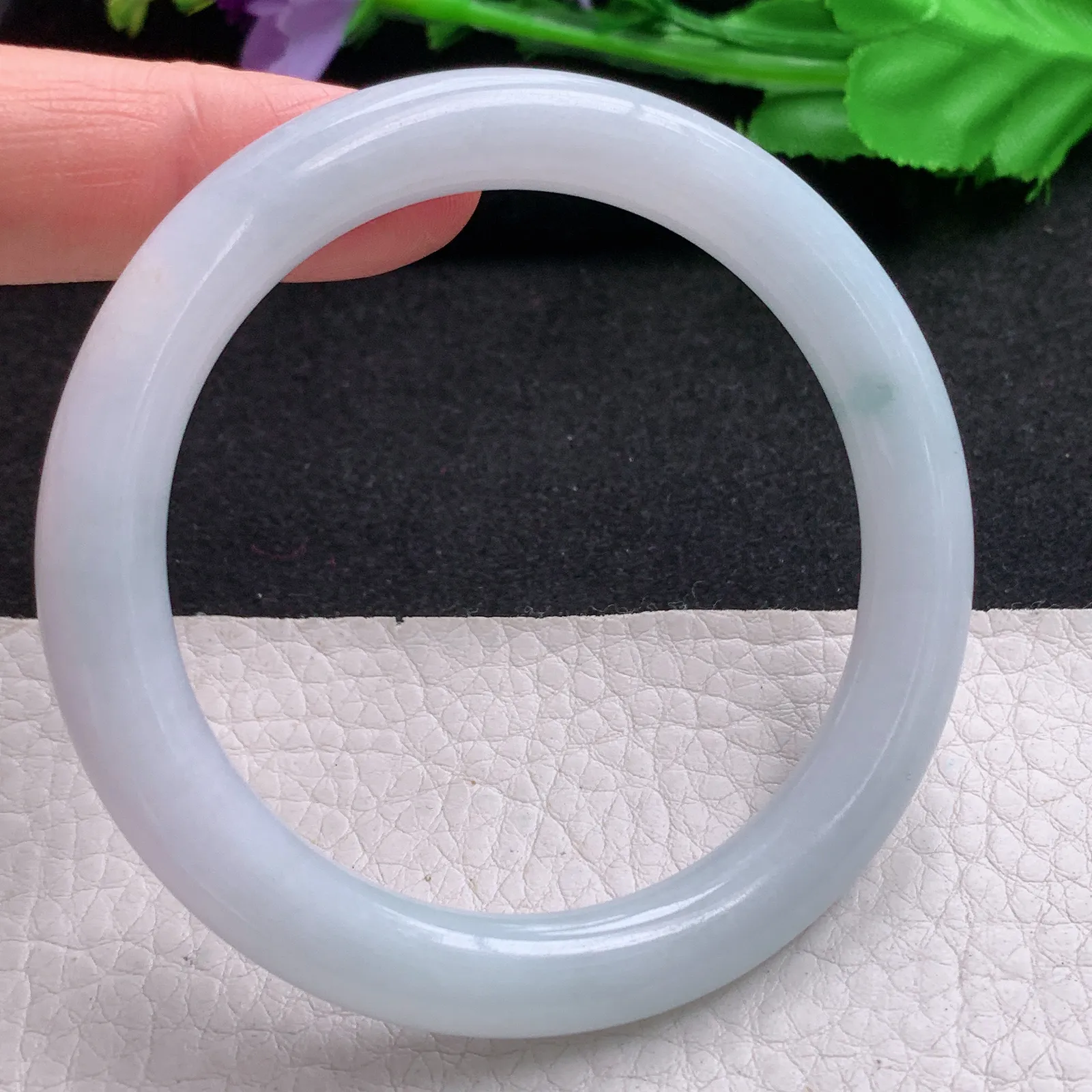 nr实拍55*8.3*9叮当镯 天然缅甸翡翠A货玉手镯要花圆条正圈美人镯