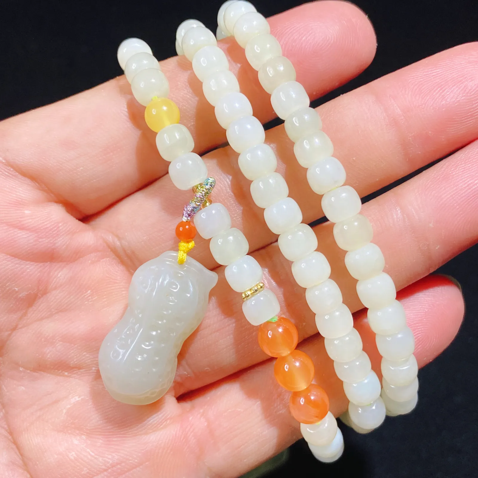 和田玉新疆且末花生多子多福挂件 老型项链6手串 尺寸6/5无裂无杂料子细腻 ️项链️手串