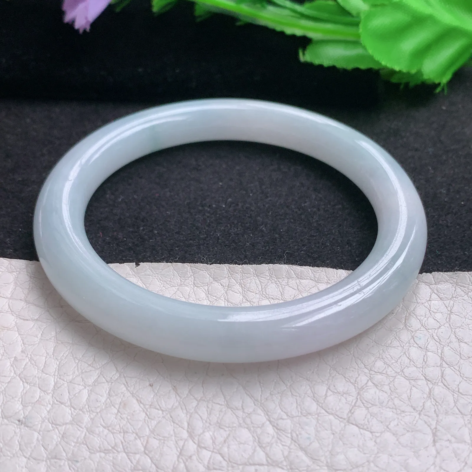 nr实拍55*8.3*9叮当镯 天然缅甸翡翠A货玉手镯要花圆条正圈美人镯