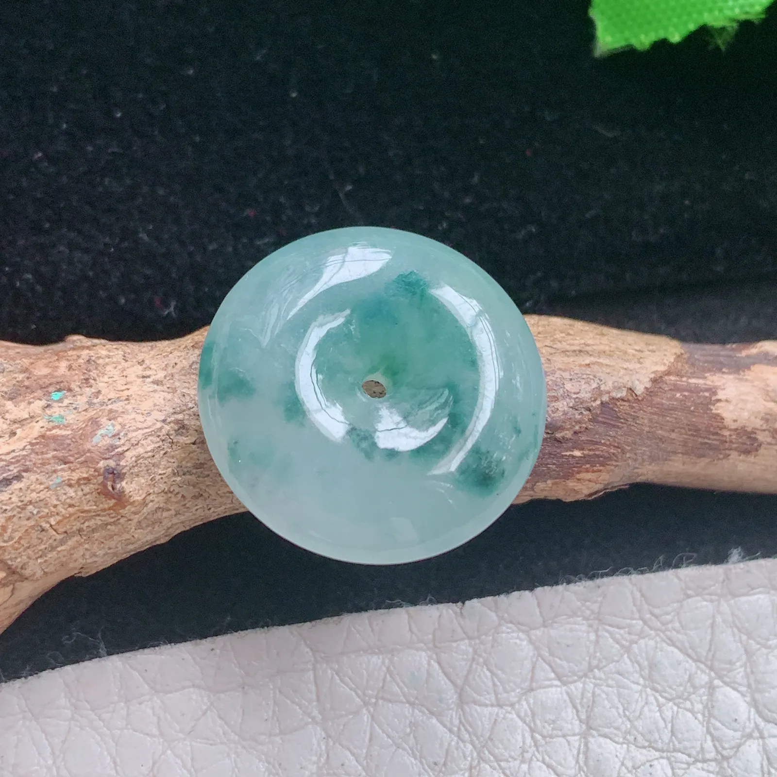 zen自然光19.8*5.8天然缅甸翡翠A货冰飘花饱满平安扣玉扣玉吊坠