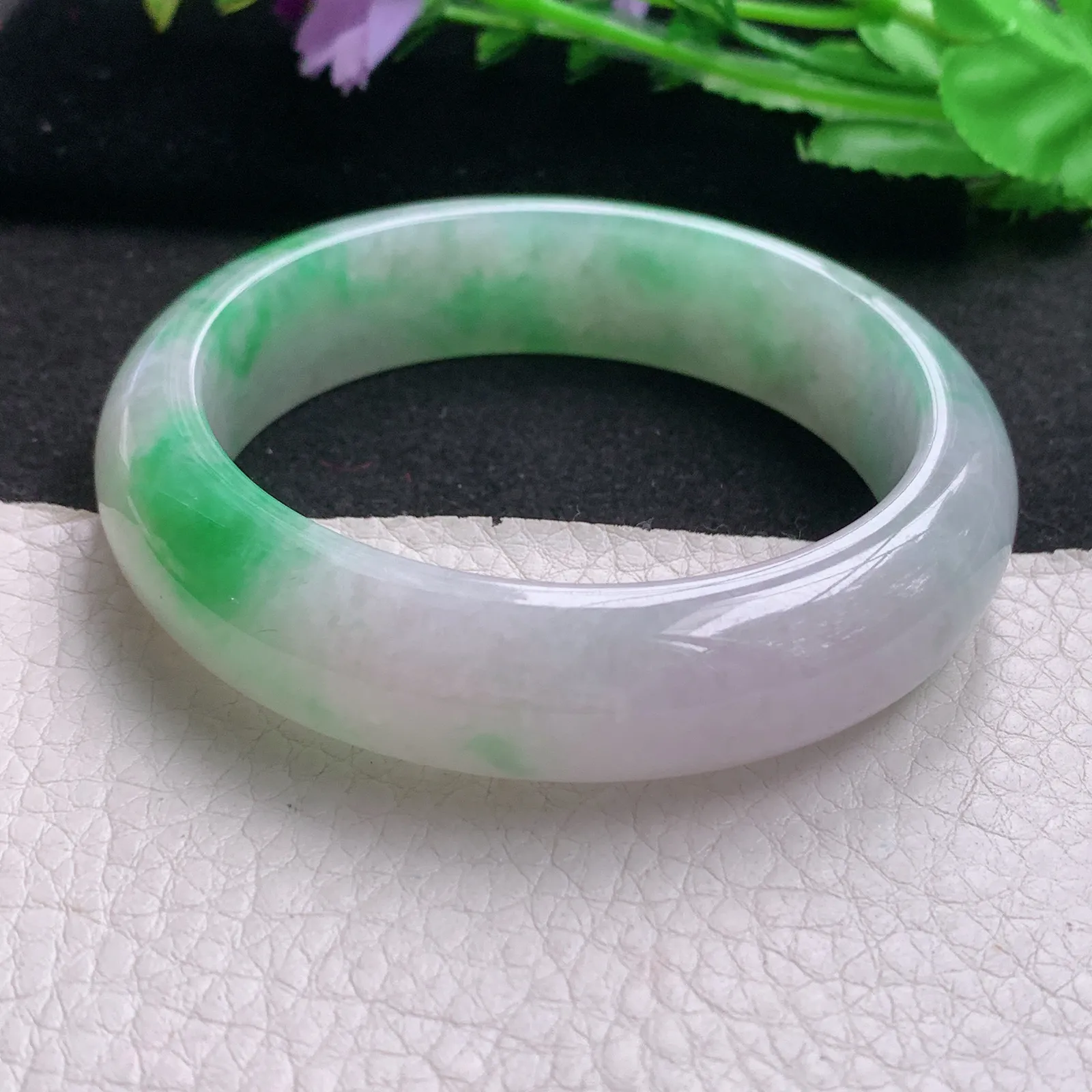 nr实拍58.5*16*9轮胎镯 天然缅甸翡翠A货玉手镯飘绿水润正圈平安镯