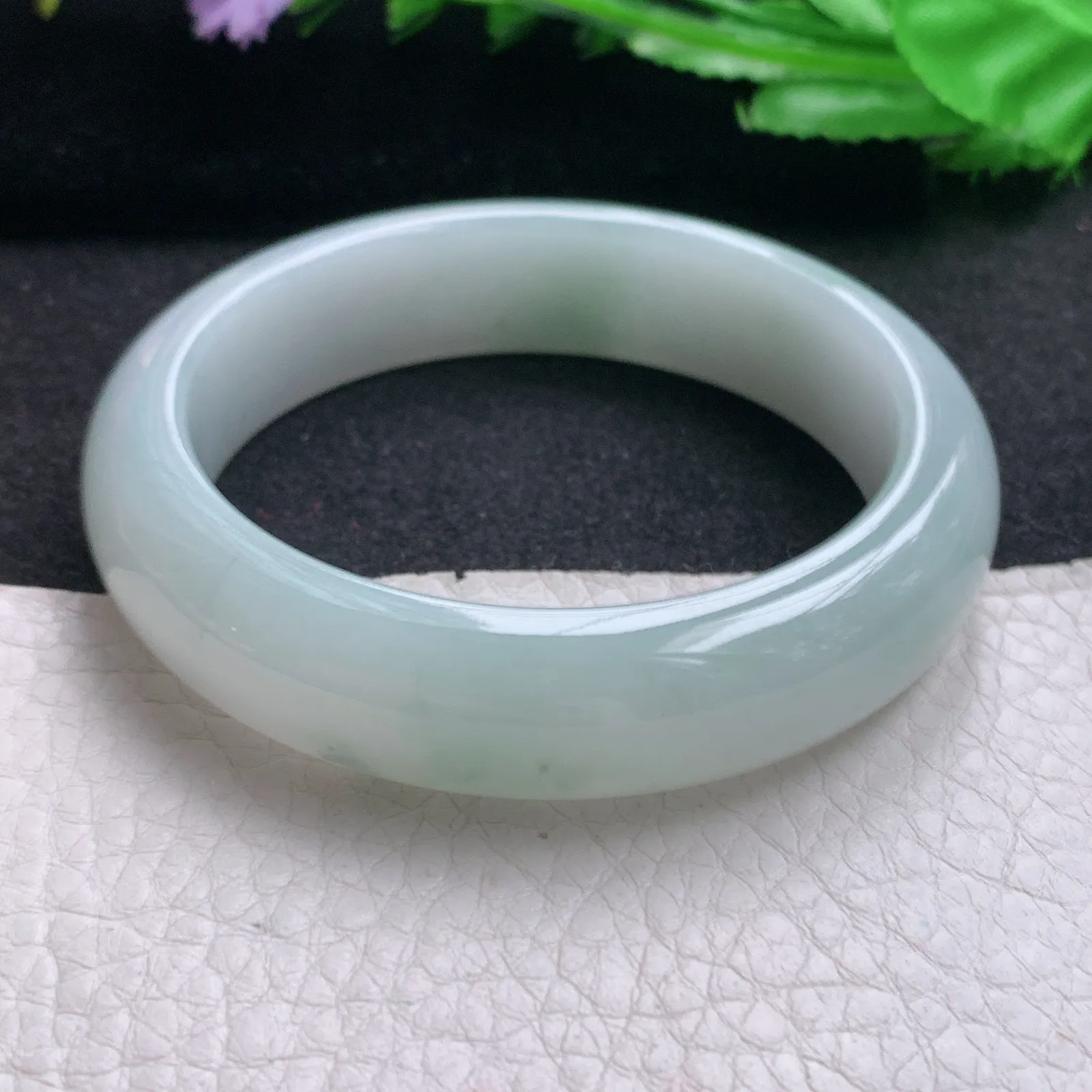 nr实拍54*14*8.2缅甸翡翠a货玉手镯水润飘花正圈平安镯宽版玉手环