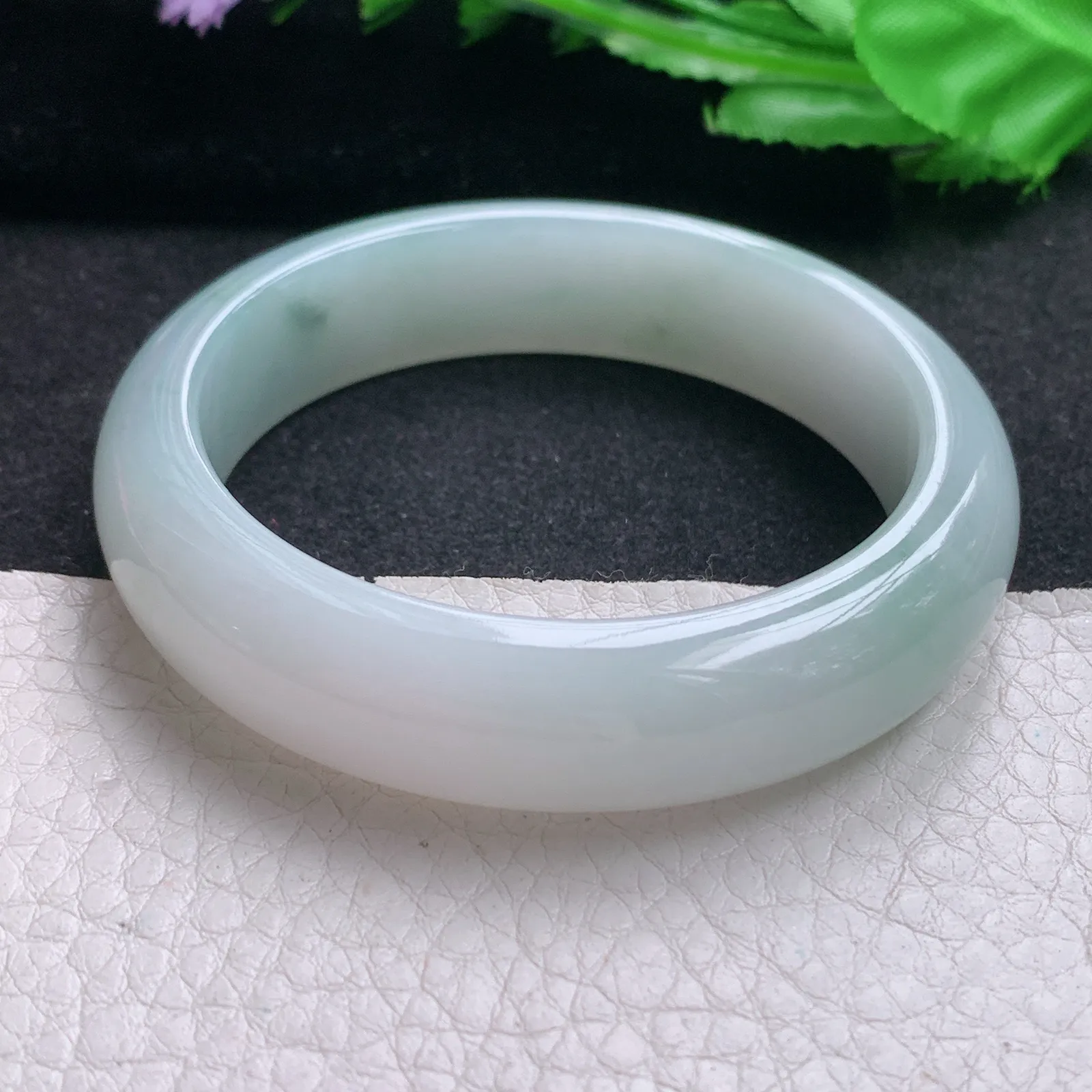 nr实拍54*14*8.2缅甸翡翠a货玉手镯水润飘花正圈平安镯宽版玉手环