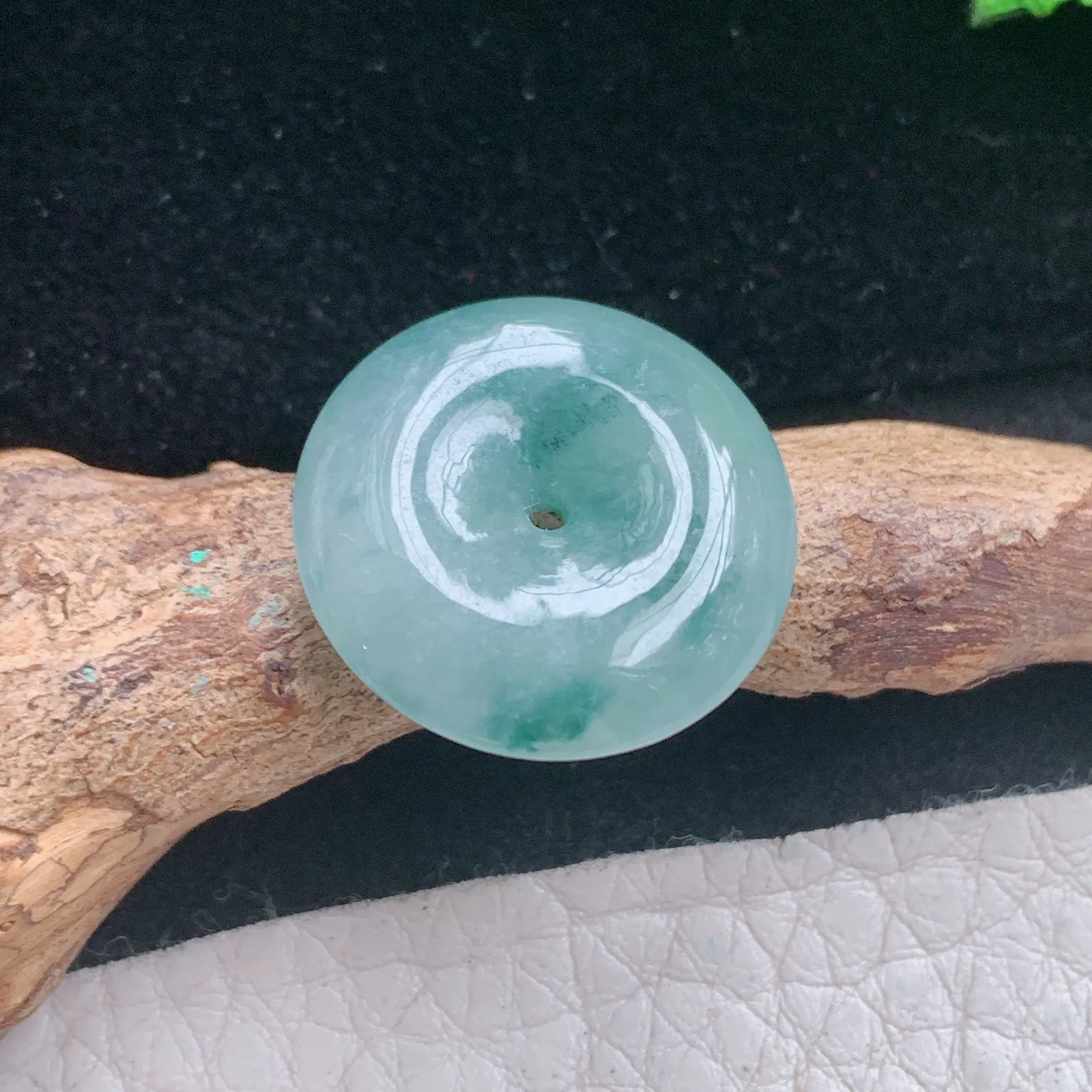 zen自然光19.8*5.8天然缅甸翡翠A货冰飘花饱满平安扣玉扣玉吊坠