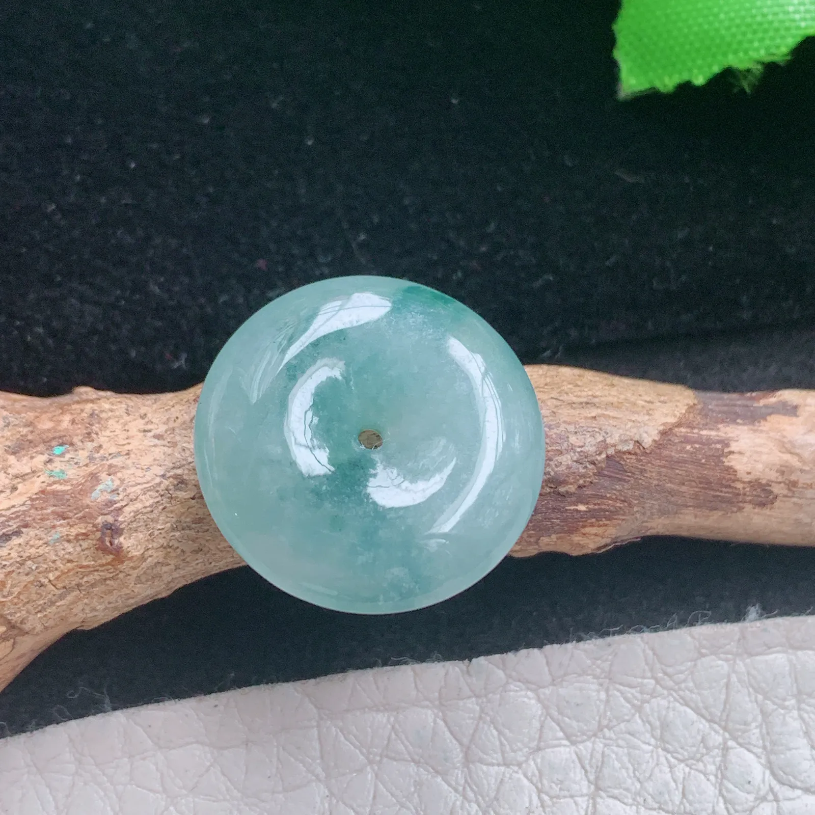 zen自然光19.8*5.8天然缅甸翡翠A货冰飘花饱满平安扣玉扣玉吊坠