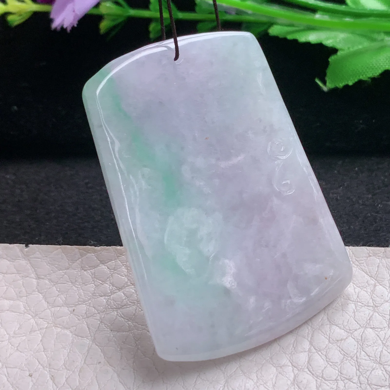 zen自然光52.8*37.2*10.2天然缅甸翡翠双彩府上有龙玉吊坠