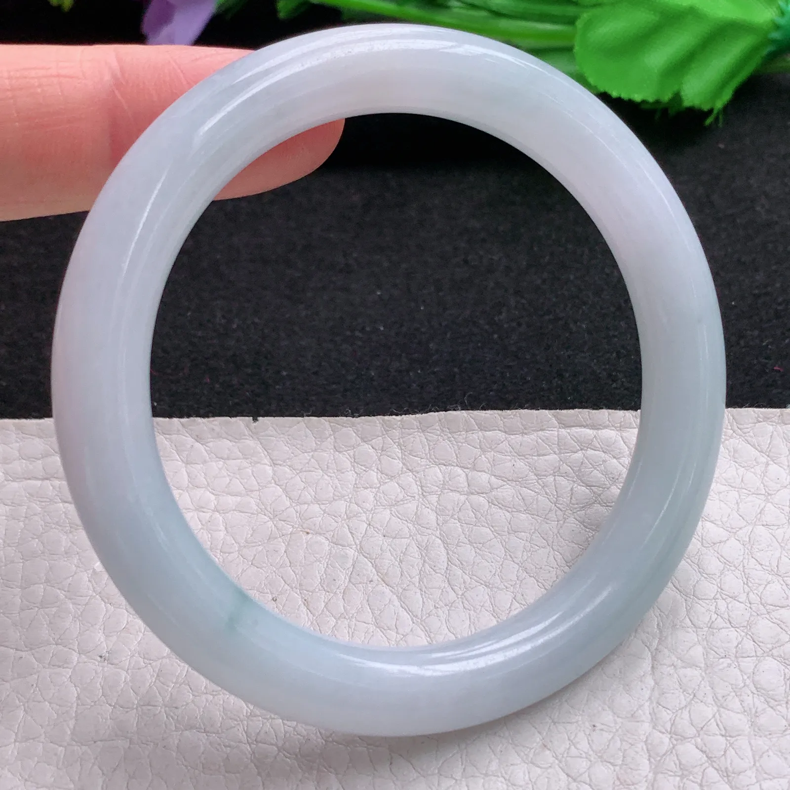 nr实拍55*8.3*9叮当镯 天然缅甸翡翠A货玉手镯要花圆条正圈美人镯