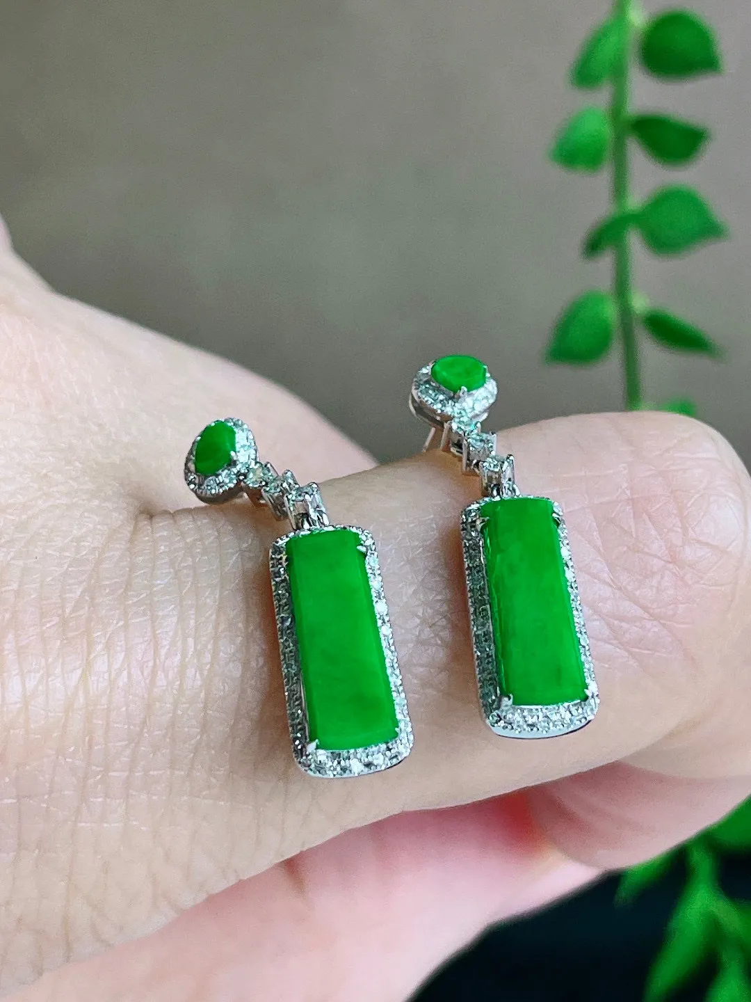 【镶嵌】冰阳绿无事牌耳坠
【说明】缅料 18k金镶嵌 完美 性价比高  
【整体】23.5-6-3