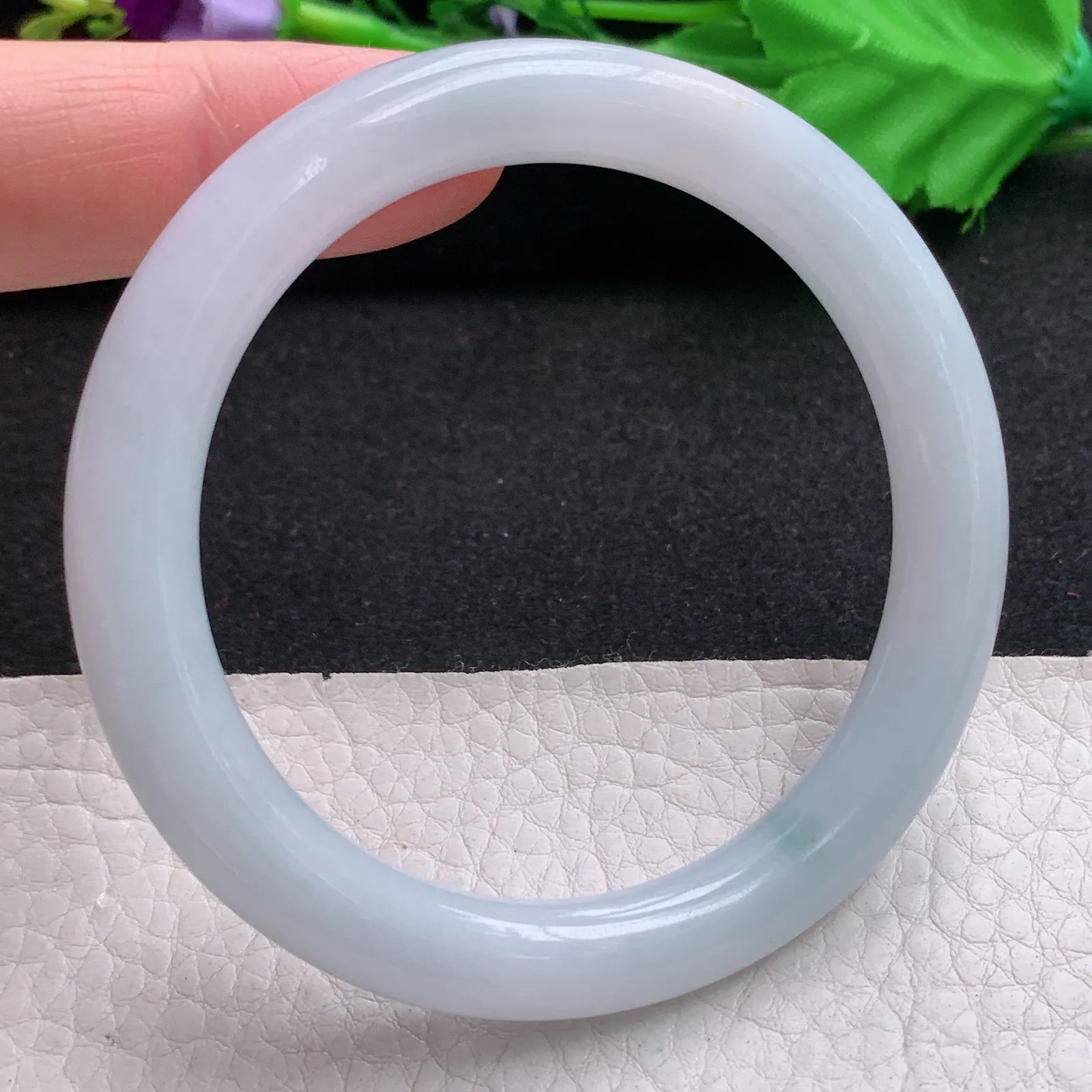 nr实拍55*8.3*9叮当镯 天然缅甸翡翠A货玉手镯要花圆条正圈美人镯