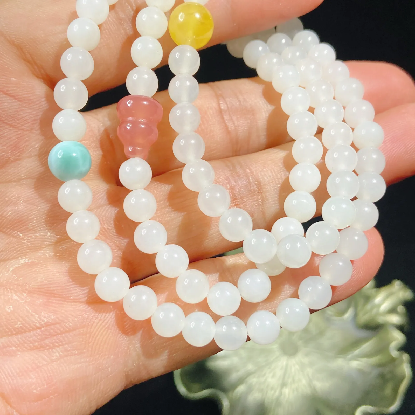 和田玉羊脂白葫芦挂件项链6手串 尺寸6无裂无杂料子细腻 ️项链️手串