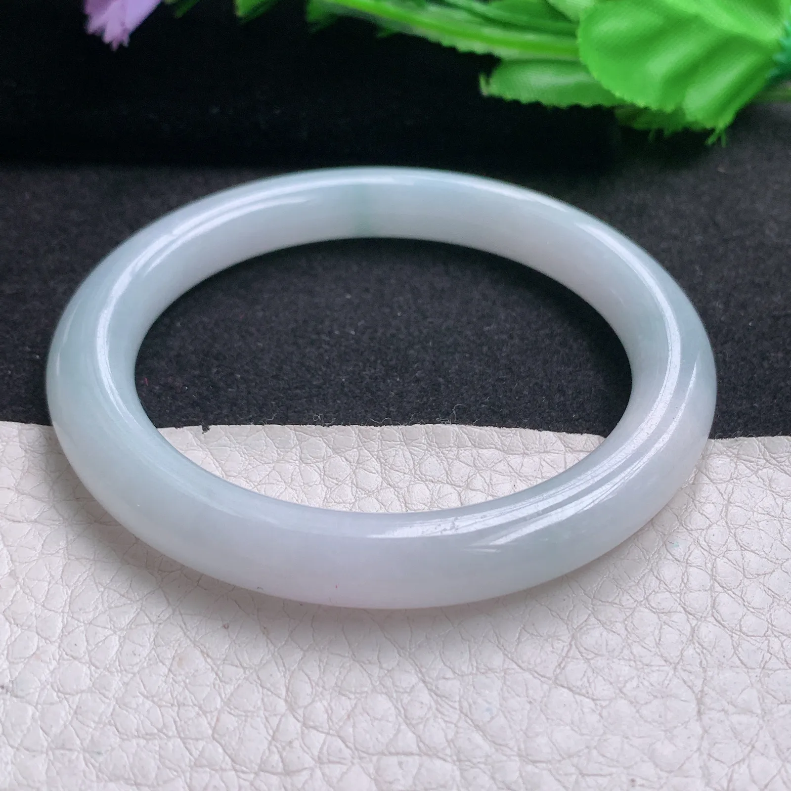 nr实拍55*8.3*9叮当镯 天然缅甸翡翠A货玉手镯要花圆条正圈美人镯