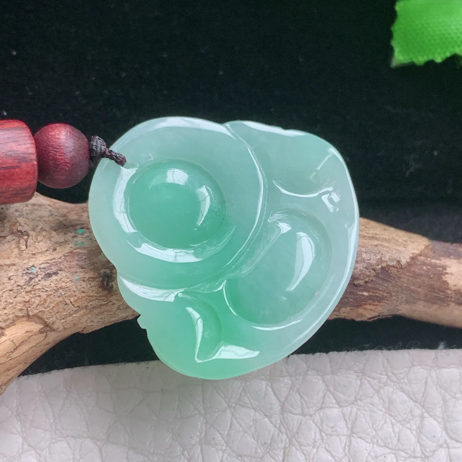 zen自然光27.6*26.3*5.8天然缅甸翡翠A货甜绿佛公 大肚佛玉吊坠