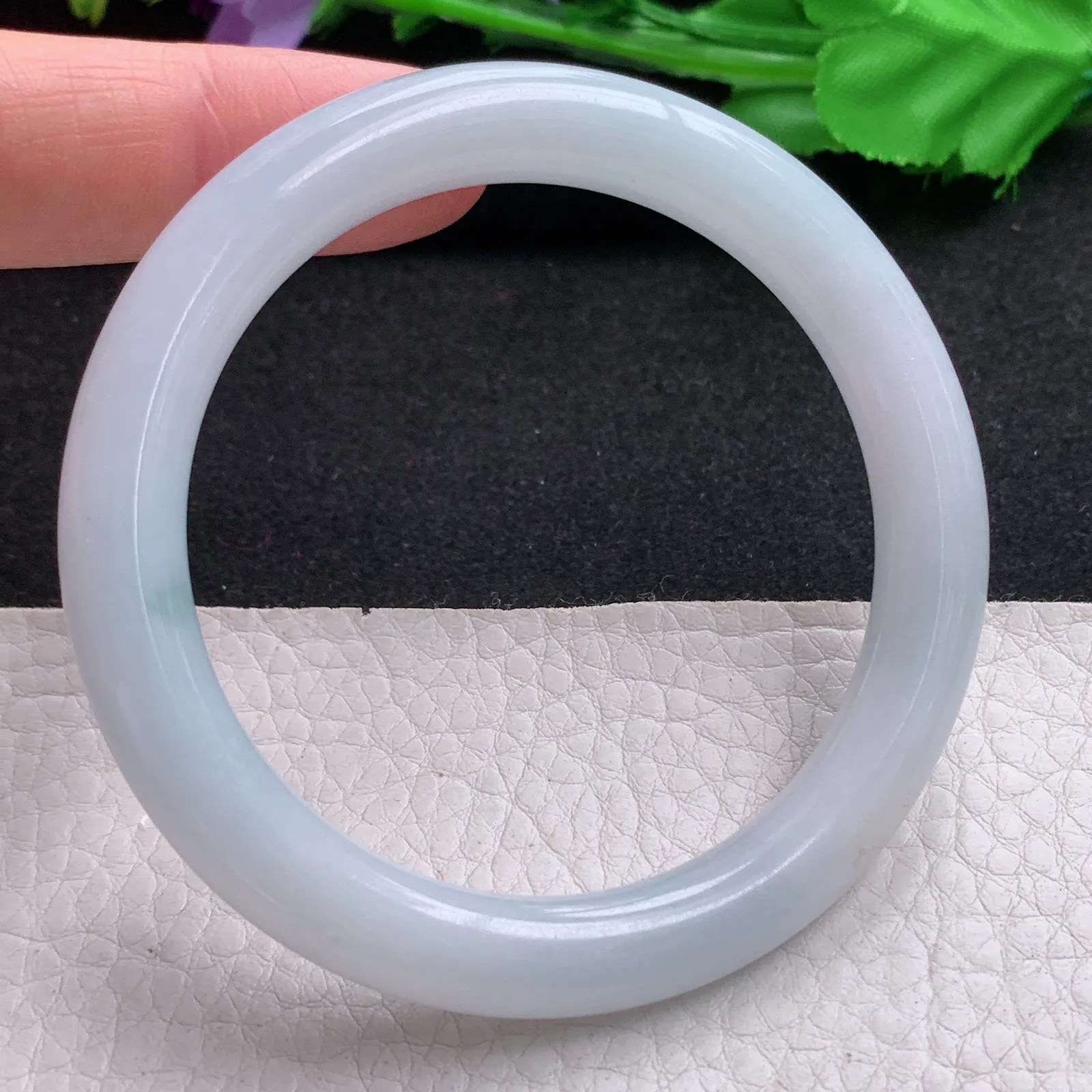 nr实拍55*8.3*9叮当镯 天然缅甸翡翠A货玉手镯要花圆条正圈美人镯