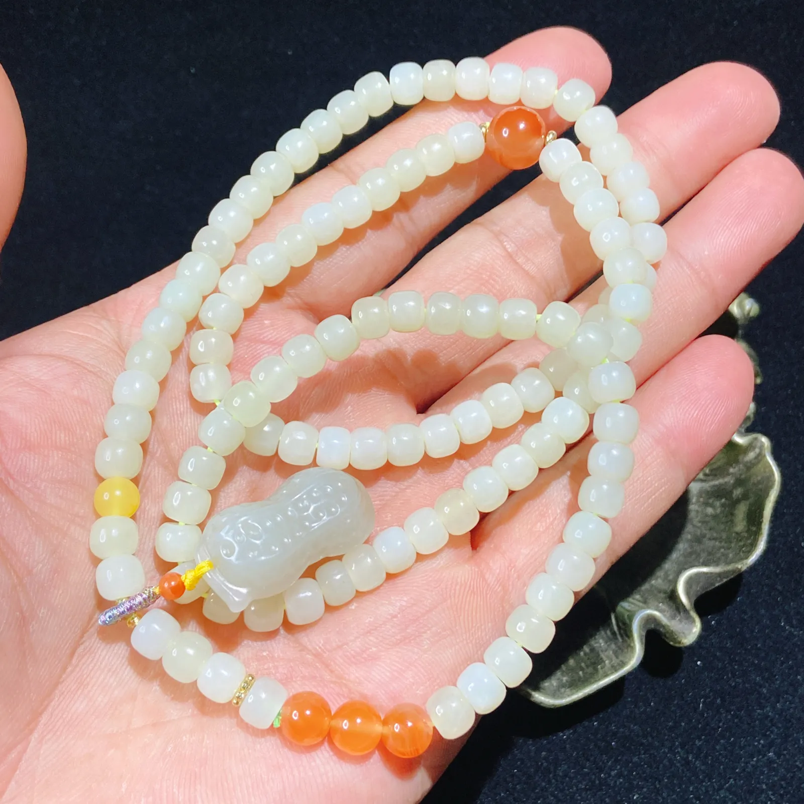 和田玉新疆且末花生多子多福挂件 老型项链6手串 尺寸6/5无裂无杂料子细腻 ️项链️手串