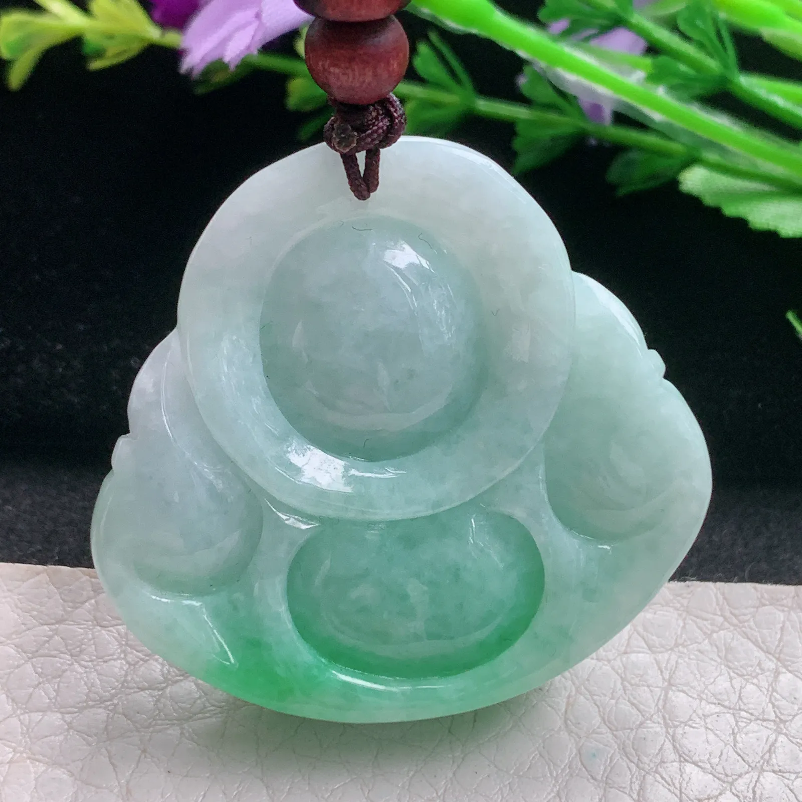 zen自然光41.5*43.6*14.5天然缅甸翡翠A货辣绿大佛公 开心佛玉吊坠