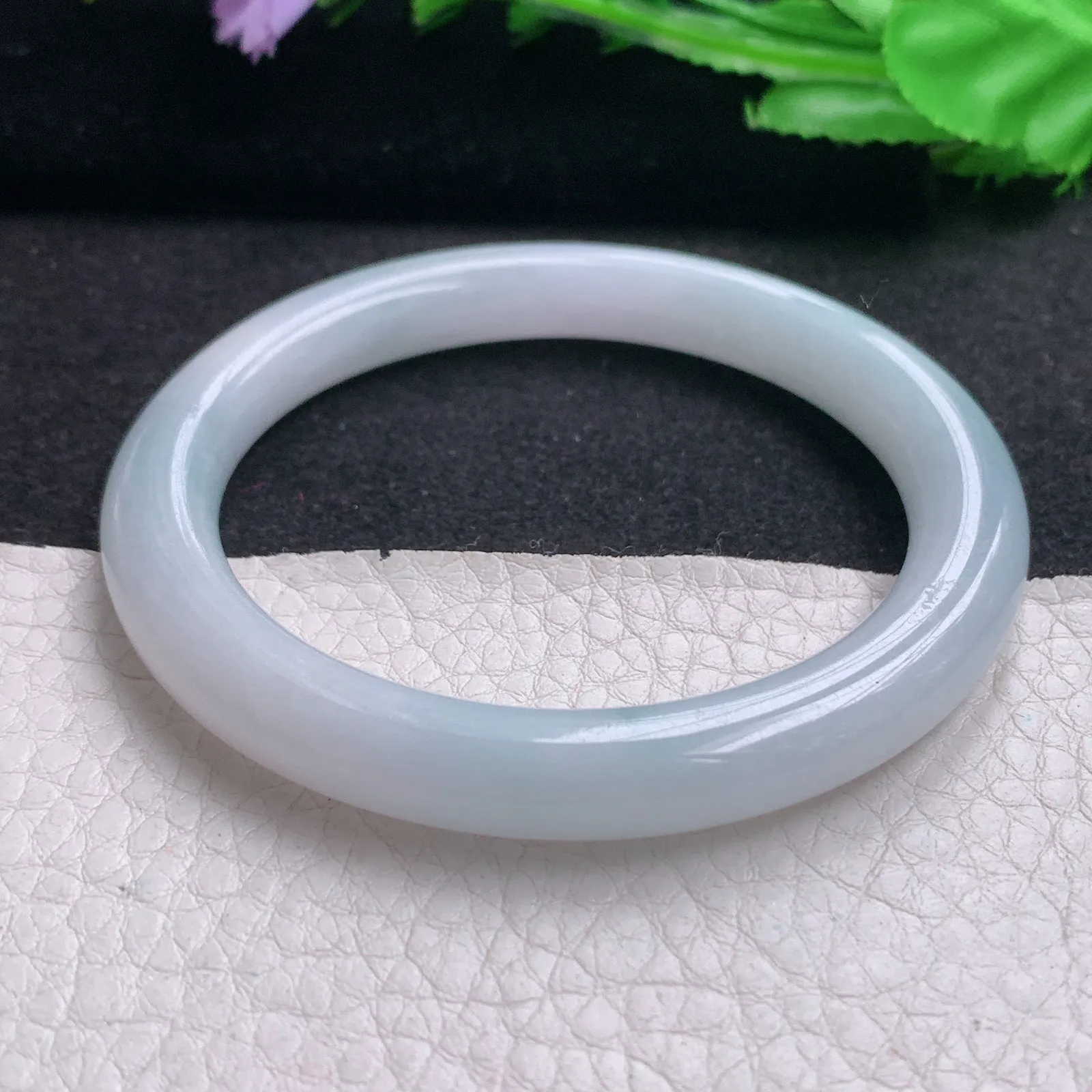 nr实拍55*8.3*9叮当镯 天然缅甸翡翠A货玉手镯要花圆条正圈美人镯