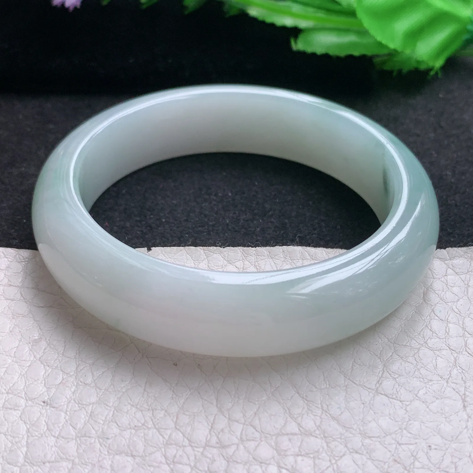 nr实拍54*14*8.2缅甸翡翠a货玉手镯水润飘花正圈平安镯宽版玉手环