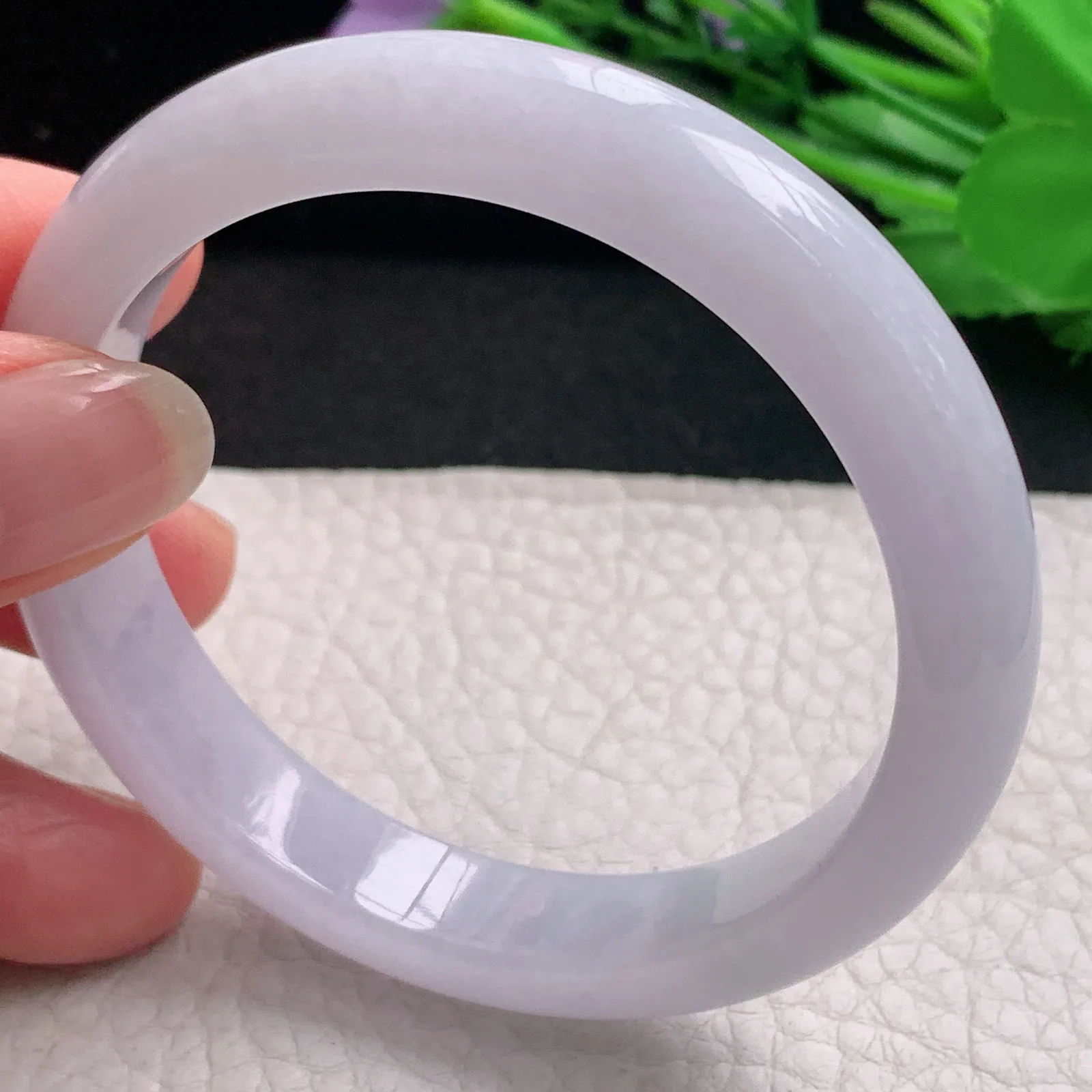 ss实拍54.5*10.8*7.6平安镯 天然缅甸翡翠A货玉手镯淡紫宽边玉手环