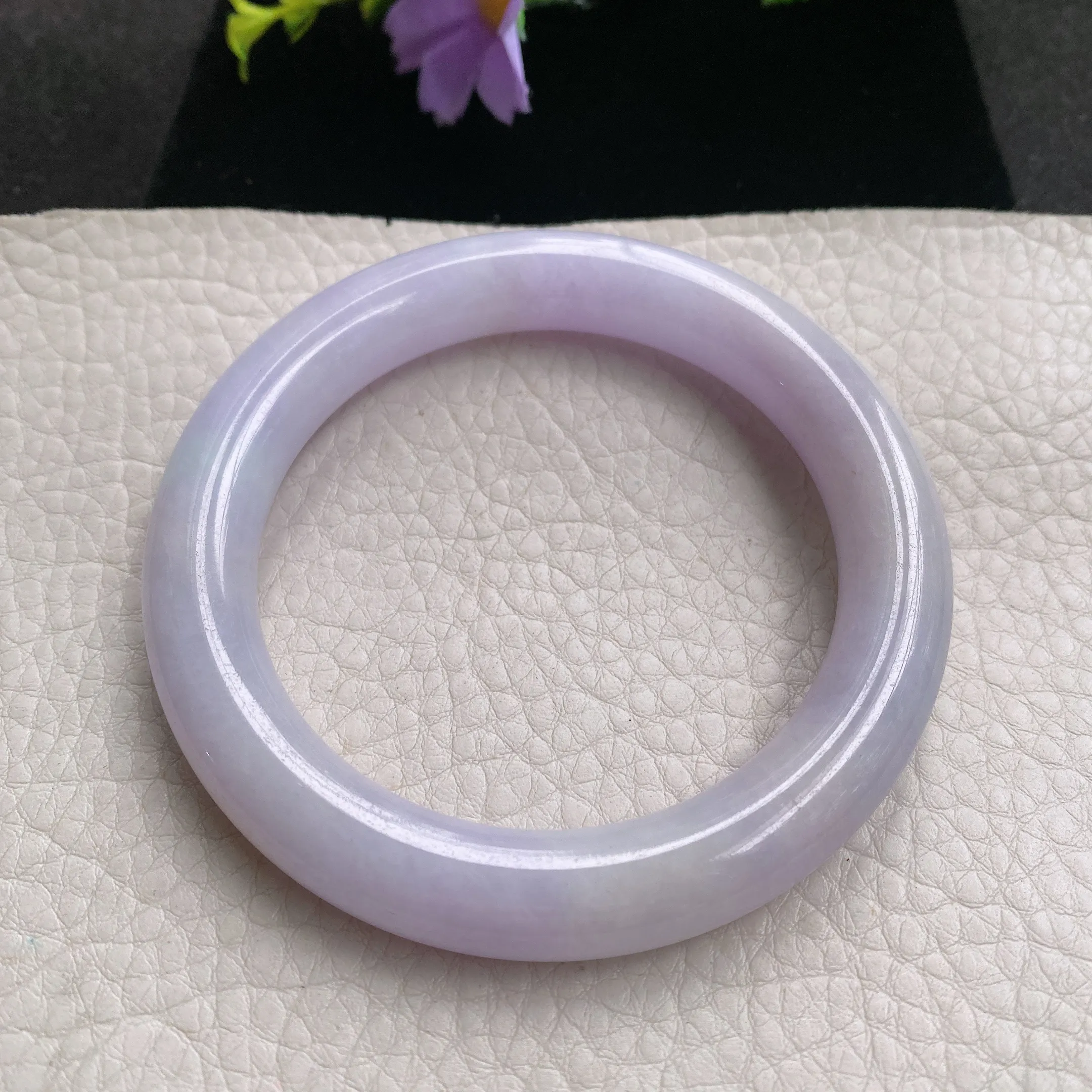 faa实拍 56.5*10.5*缅甸翡翠手镯紫罗兰百搭圆条手镯 美人镯 福镯