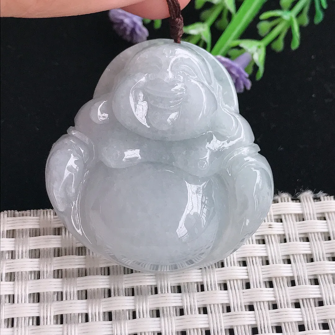 实拍A货翡翠42/41/13老坑秀气温润大佛公吊坠正装翡翠玉佛挂件