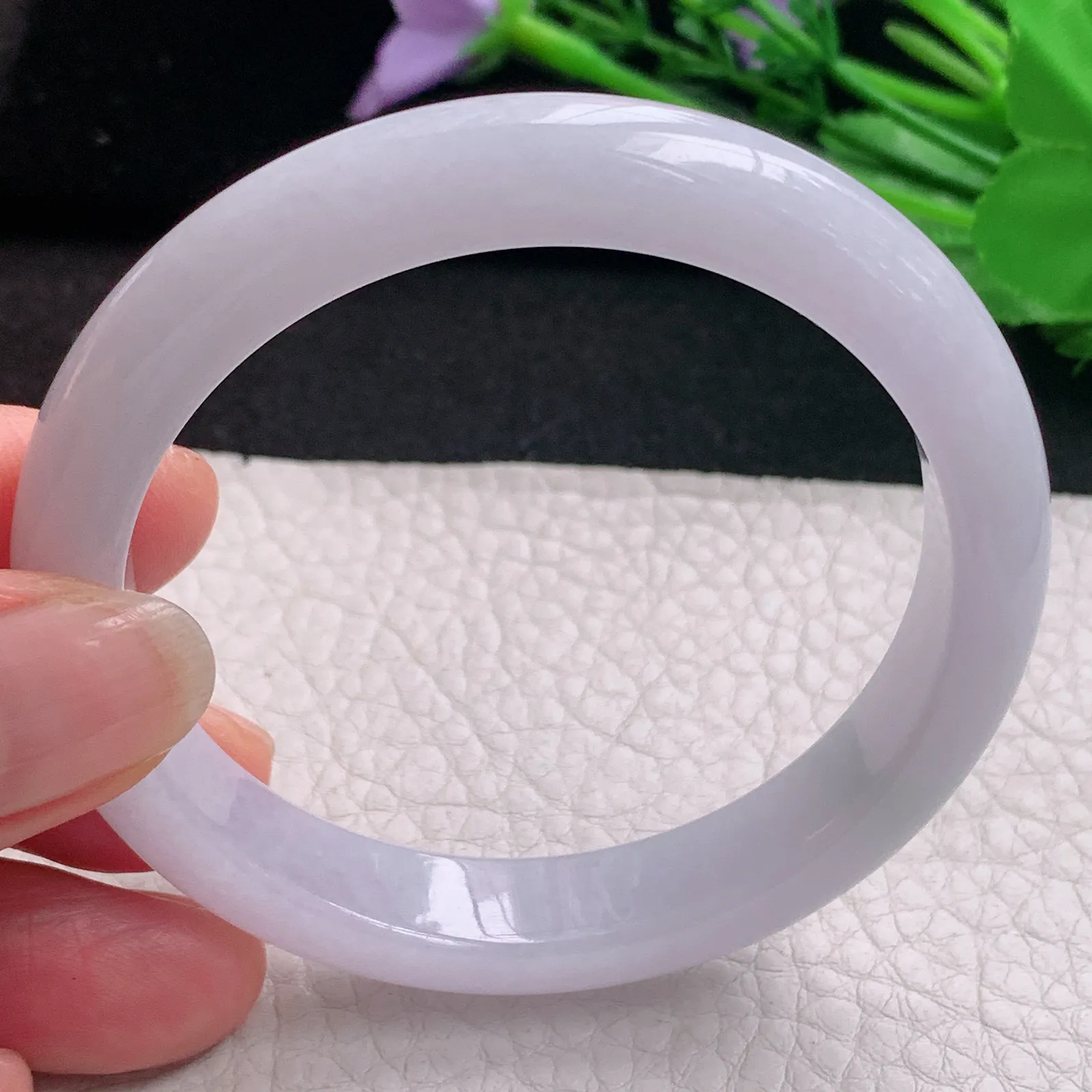 ss实拍54.5*10.8*7.6平安镯 天然缅甸翡翠A货玉手镯淡紫宽边玉手环