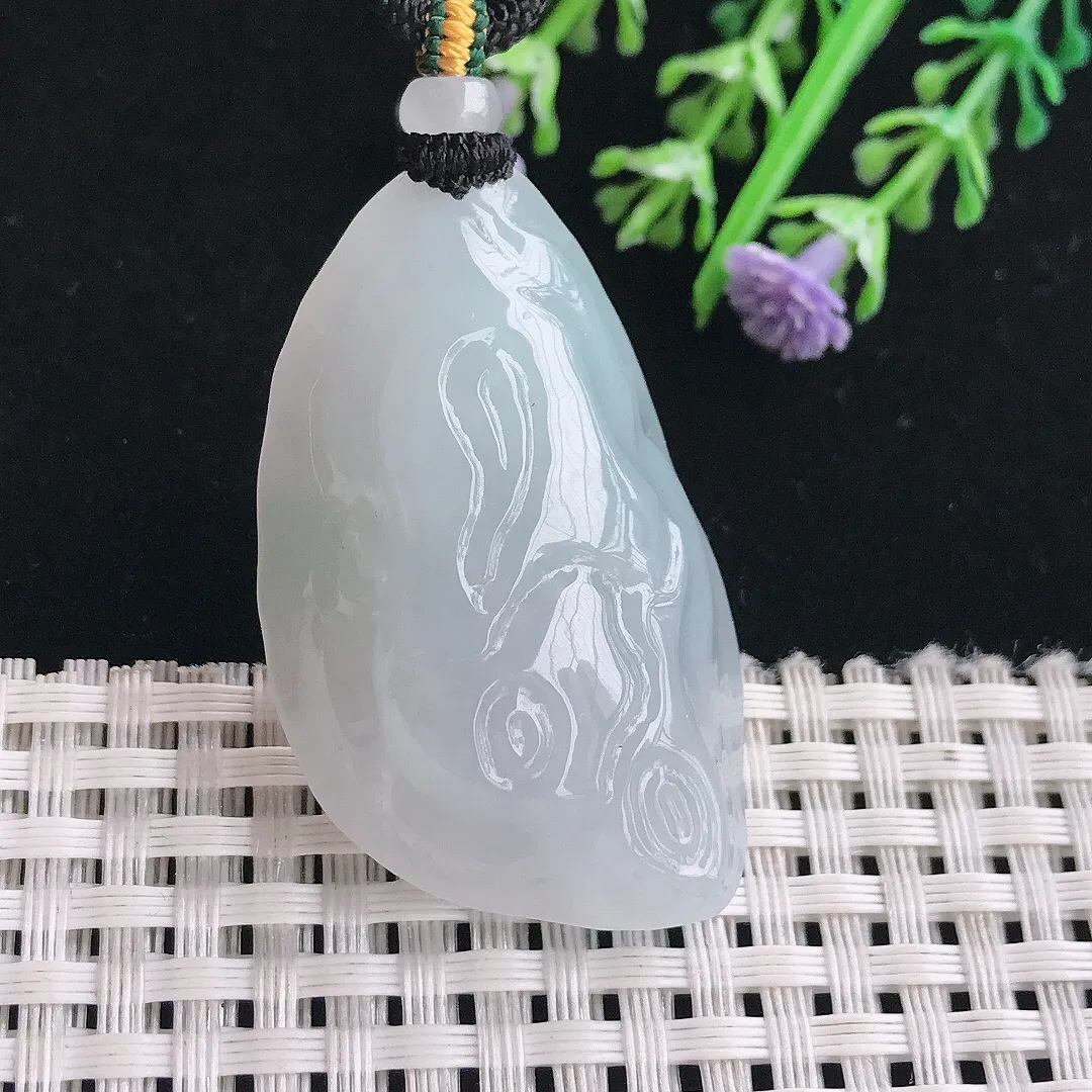 实拍A货翡翠44.8/27.8/14.5老坑冰润水灵原石随行吊坠翡翠挂件