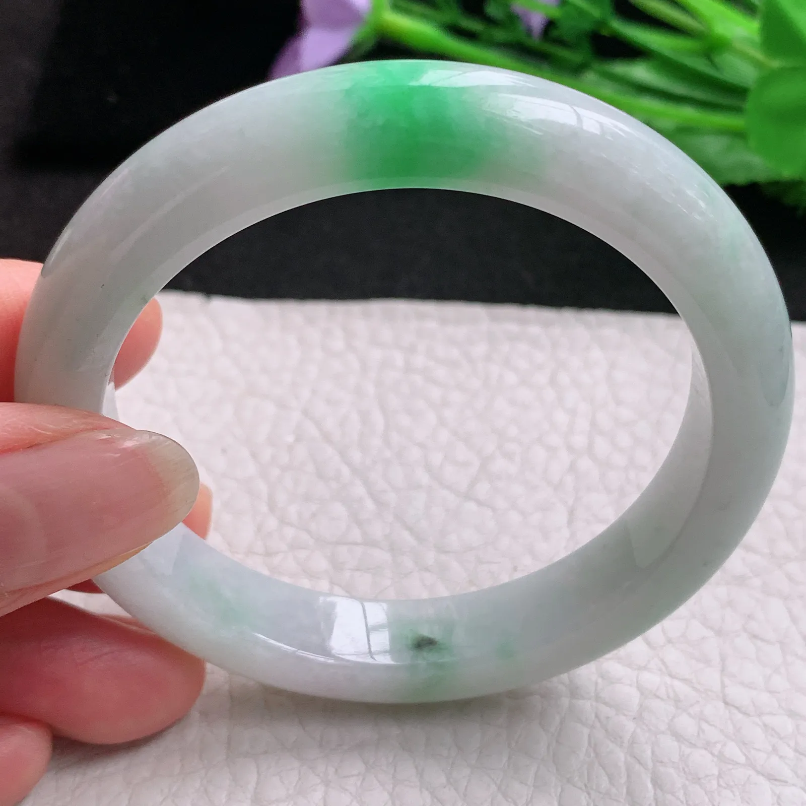 nr实拍54.5*10.5*8平安镯 天然缅甸翡翠A货玉手镯飘绿秀气宽边玉手环