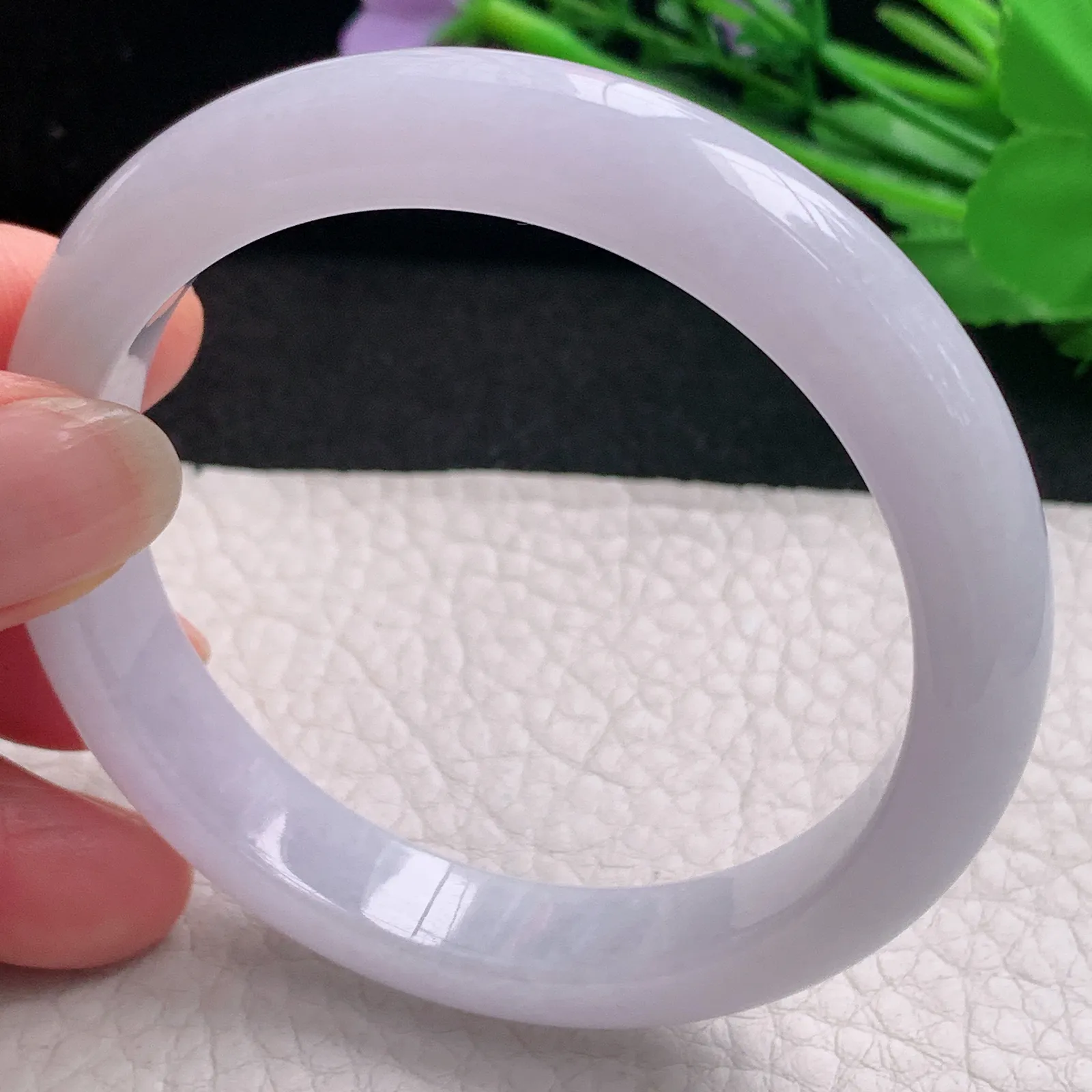 ss实拍54.5*10.8*7.6平安镯 天然缅甸翡翠A货玉手镯淡紫宽边玉手环