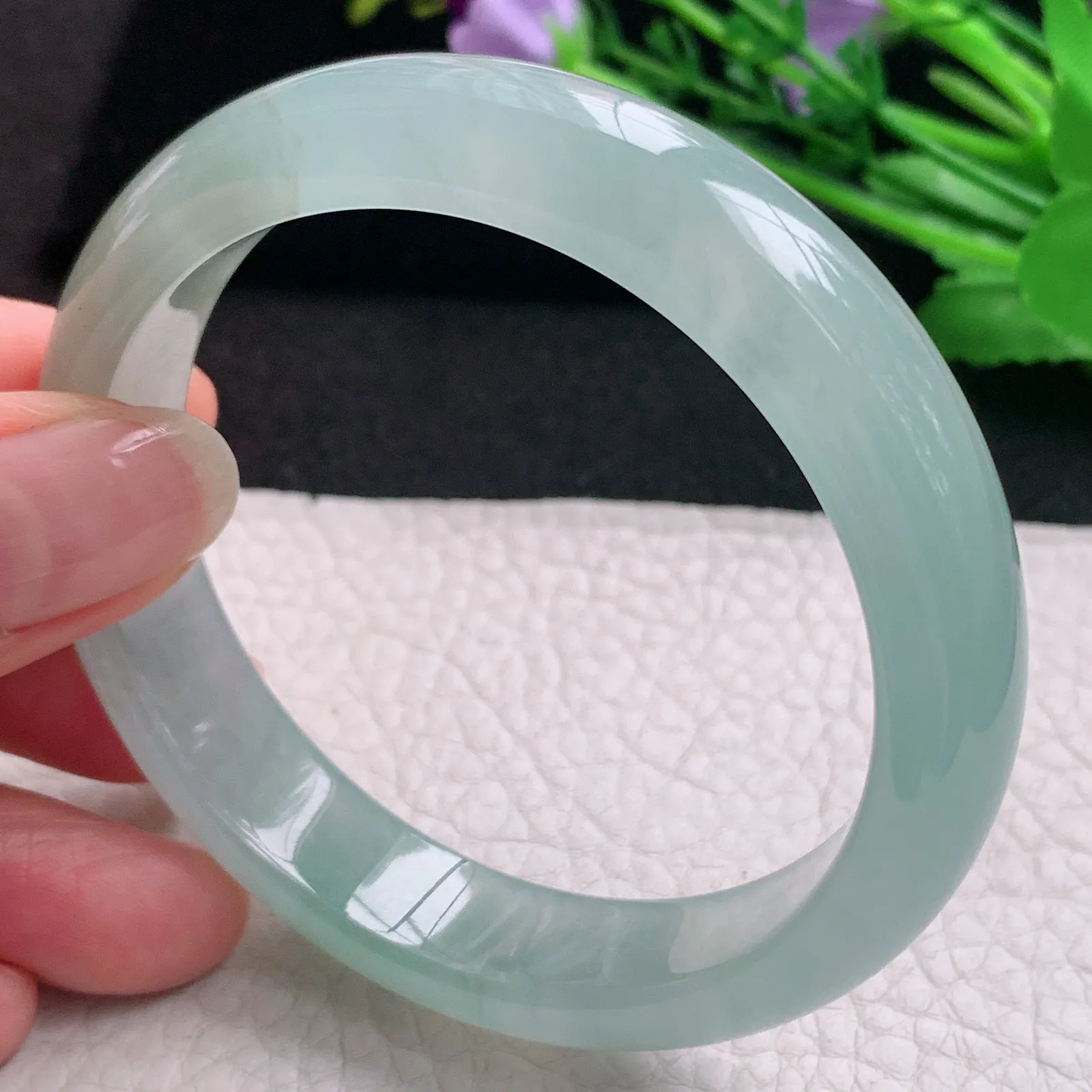 ss实拍58*12.2*7.7平安镯 天然缅甸翡翠A货玉手镯冰晴宽边玉手环