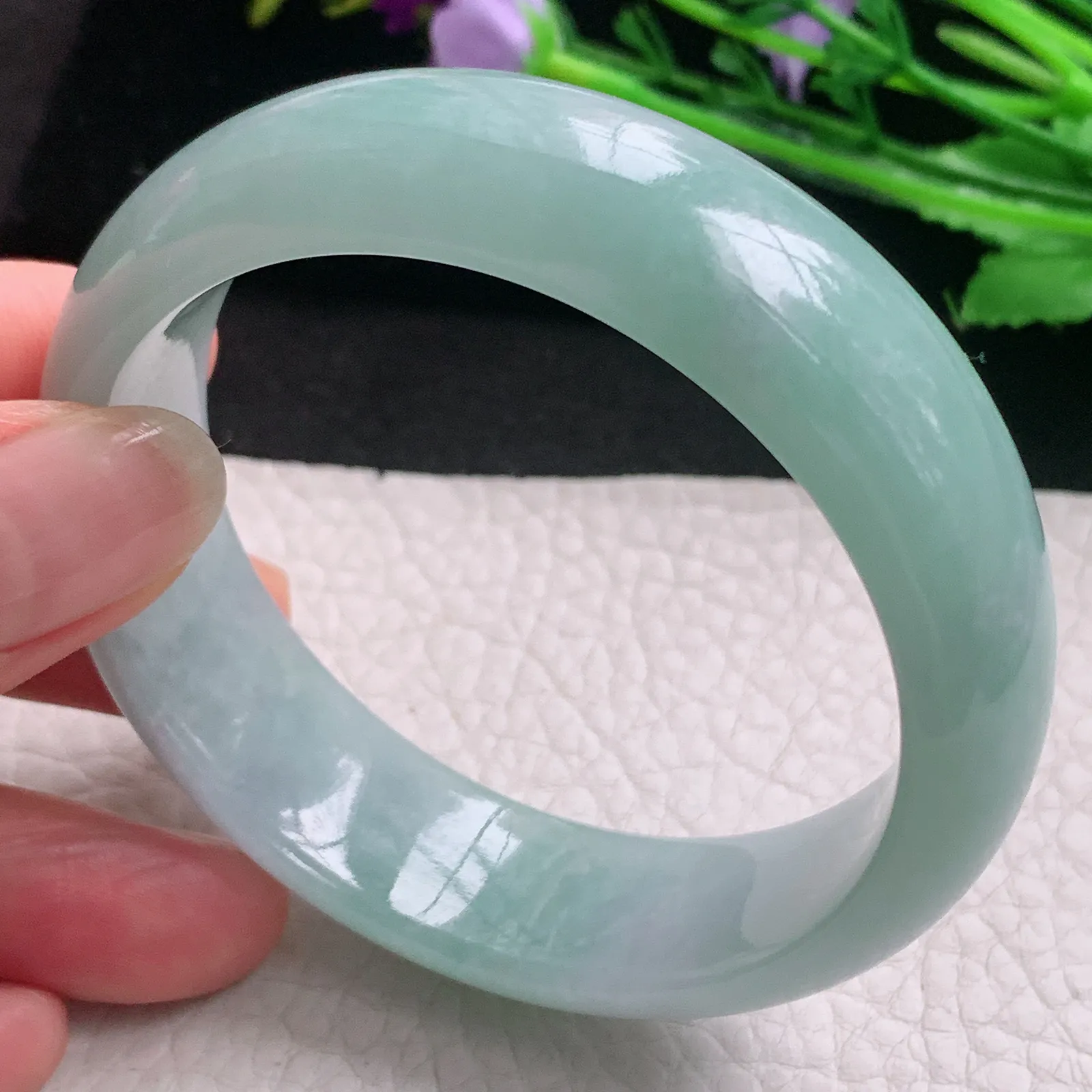 nr实拍55.5*17*8轮胎镯 天然缅甸翡翠A货玉手镯清新大气宽边玉手环