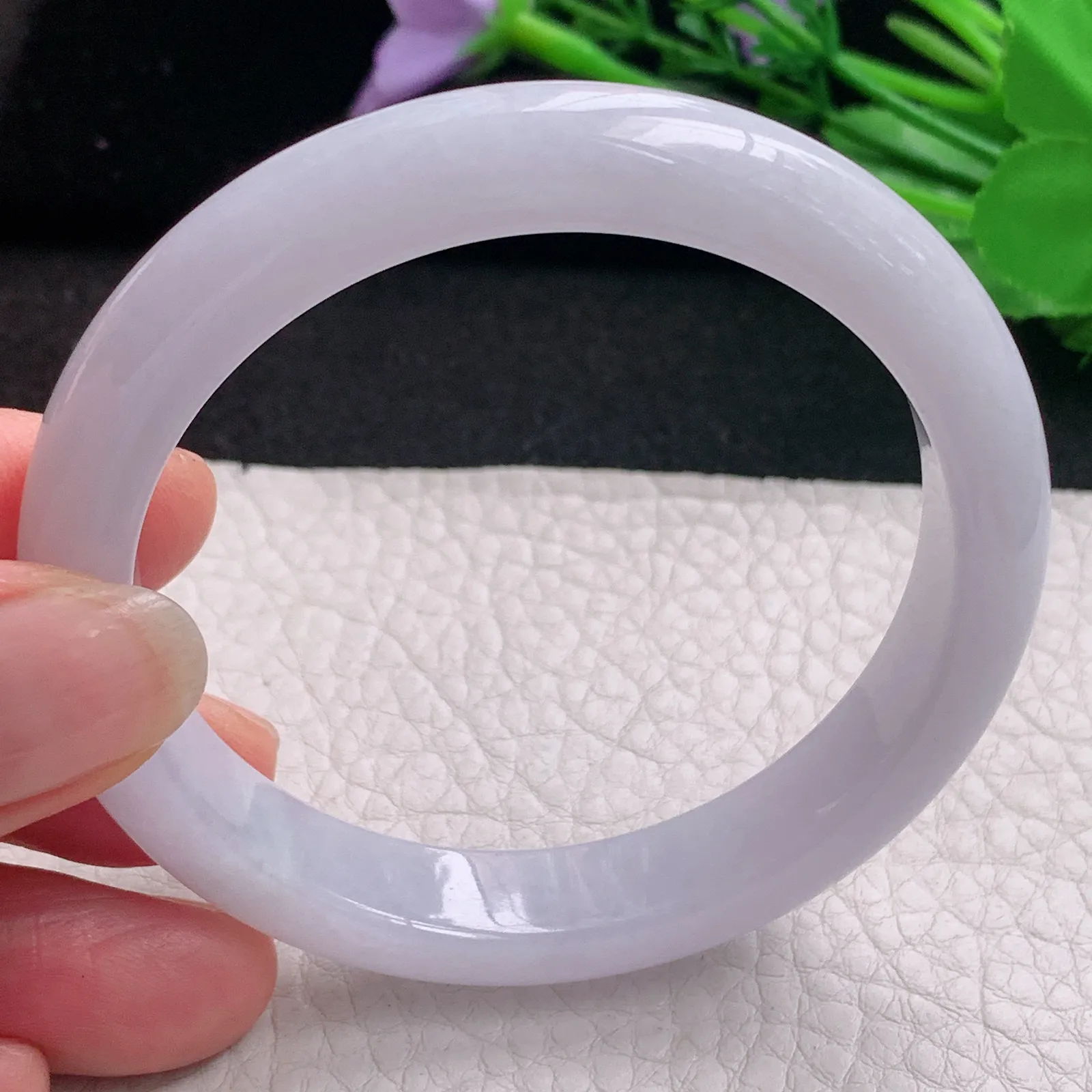 ss实拍54.5*10.8*7.6平安镯 天然缅甸翡翠A货玉手镯淡紫宽边玉手环