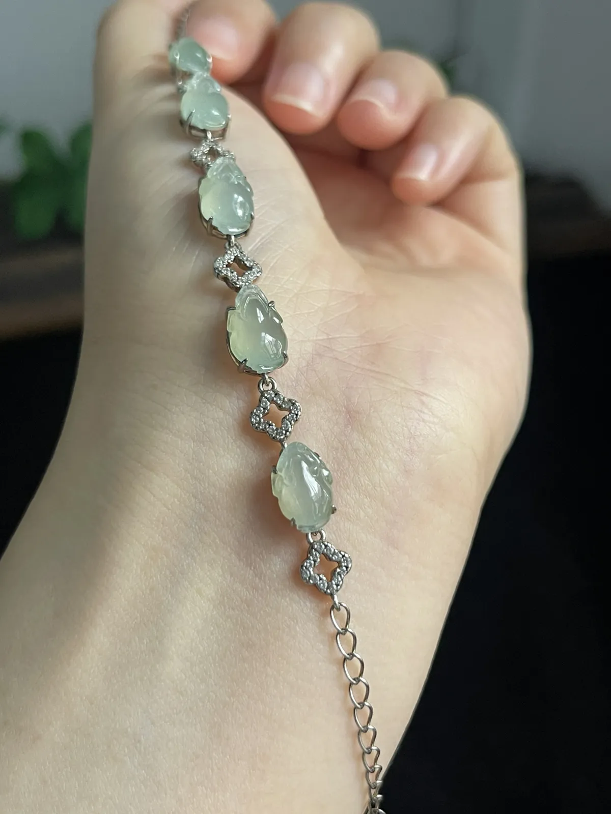 翡翠手链，印记：S925