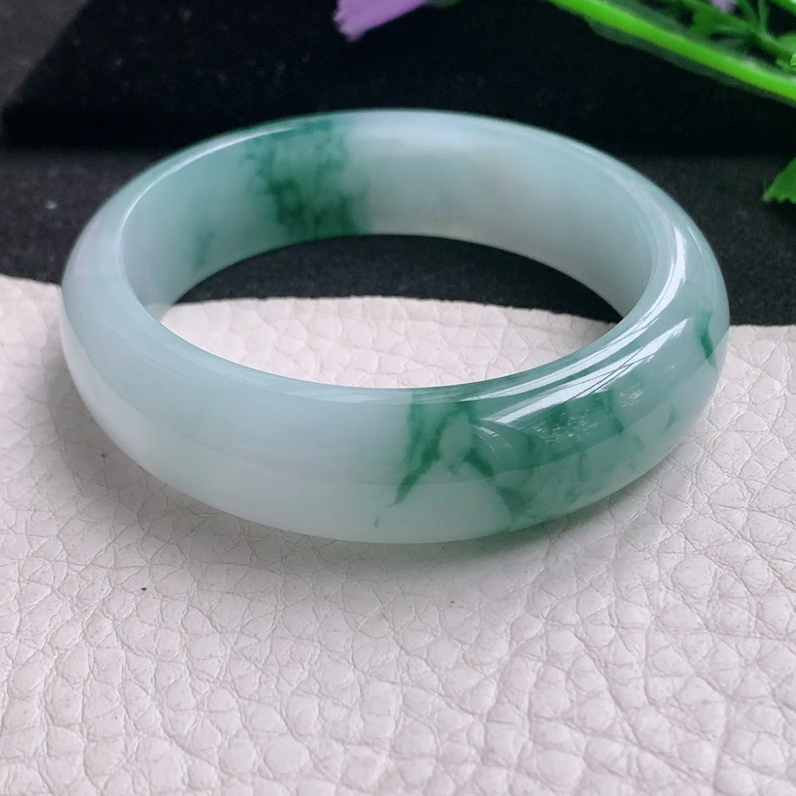 mq实拍53.5*45.8*13.6*7.2贵妃镯 天然缅甸翡翠A货玉手镯冰飘花玉手环