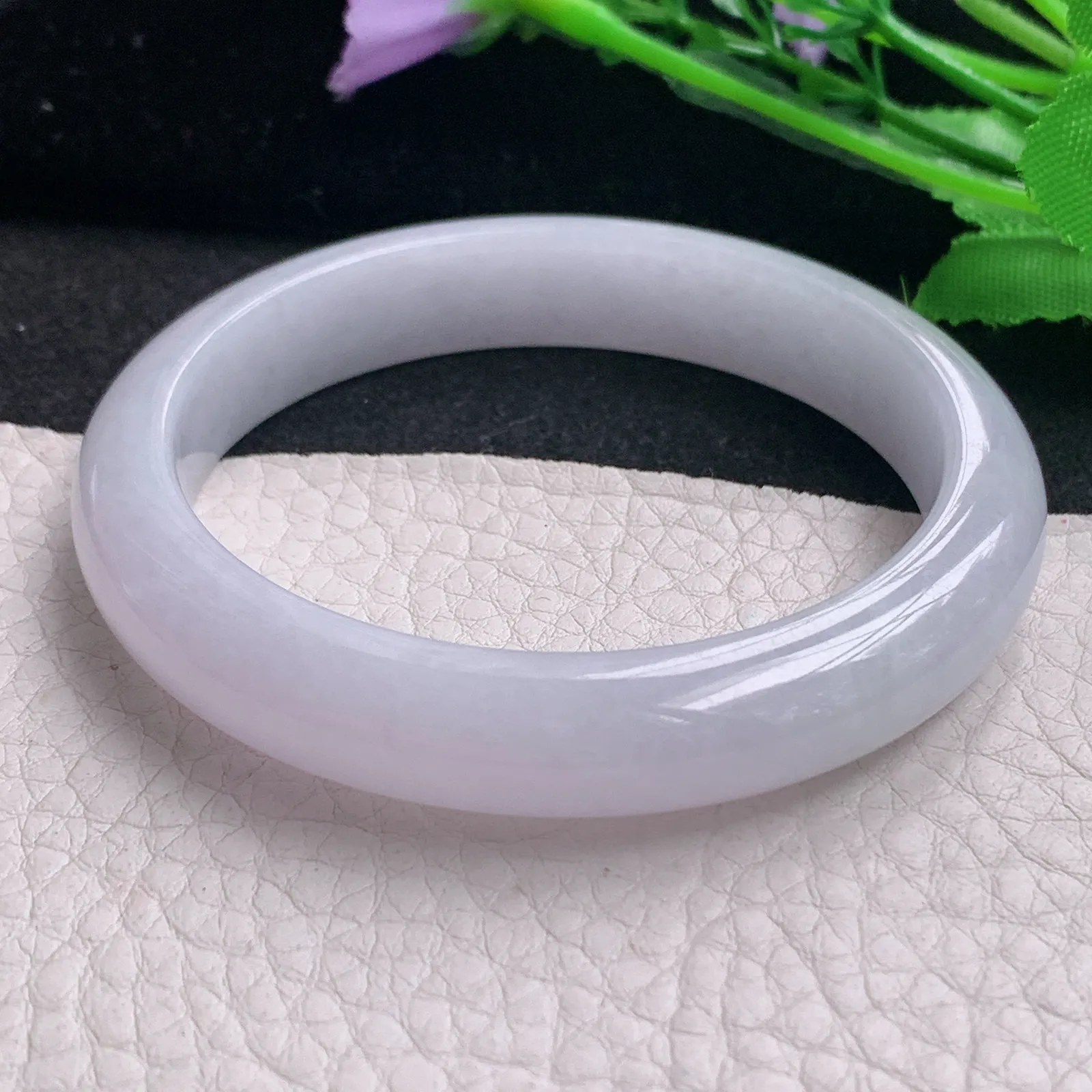 ss实拍54.5*10.8*7.6平安镯 天然缅甸翡翠A货玉手镯淡紫宽边玉手环