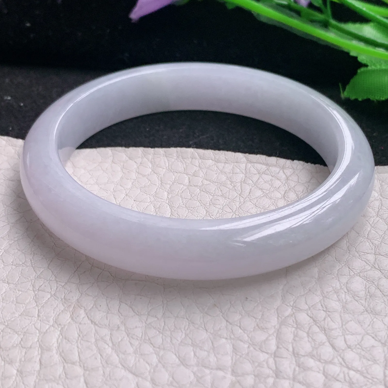 ss实拍54.5*10.8*7.6平安镯 天然缅甸翡翠A货玉手镯淡紫宽边玉手环