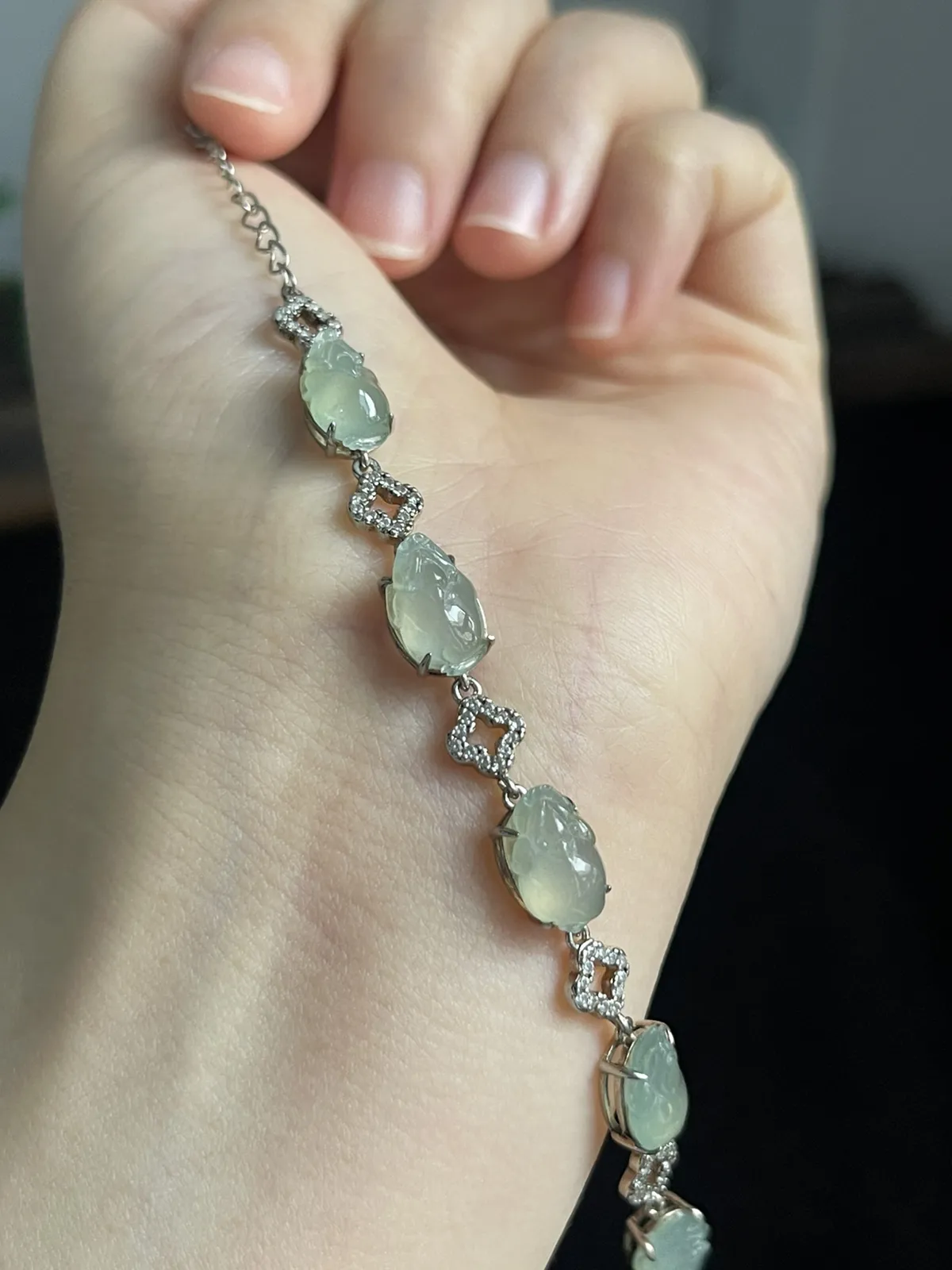 翡翠手链，印记：S925