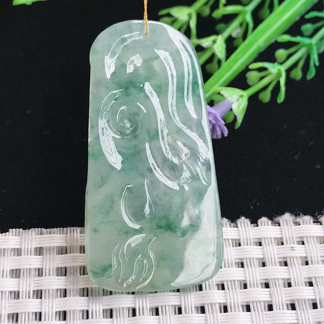 实拍A货翡翠49.2/25.2/6.2老坑冰胶果冻冰飘花观音菩萨吊坠翡翠挂件