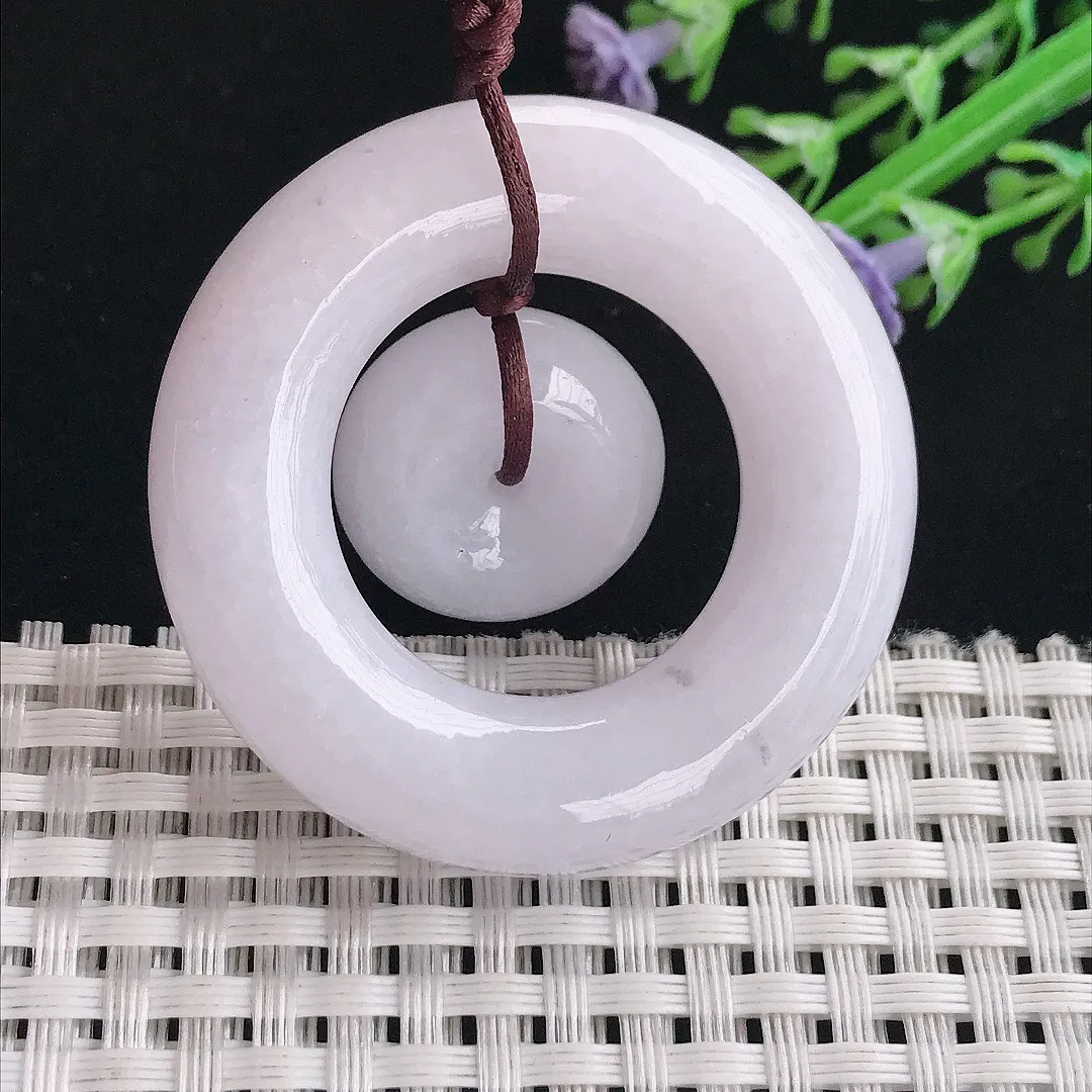 实拍A货翡翠45/10.6老坑秀气温润母子扣吊坠正装翡翠挂件