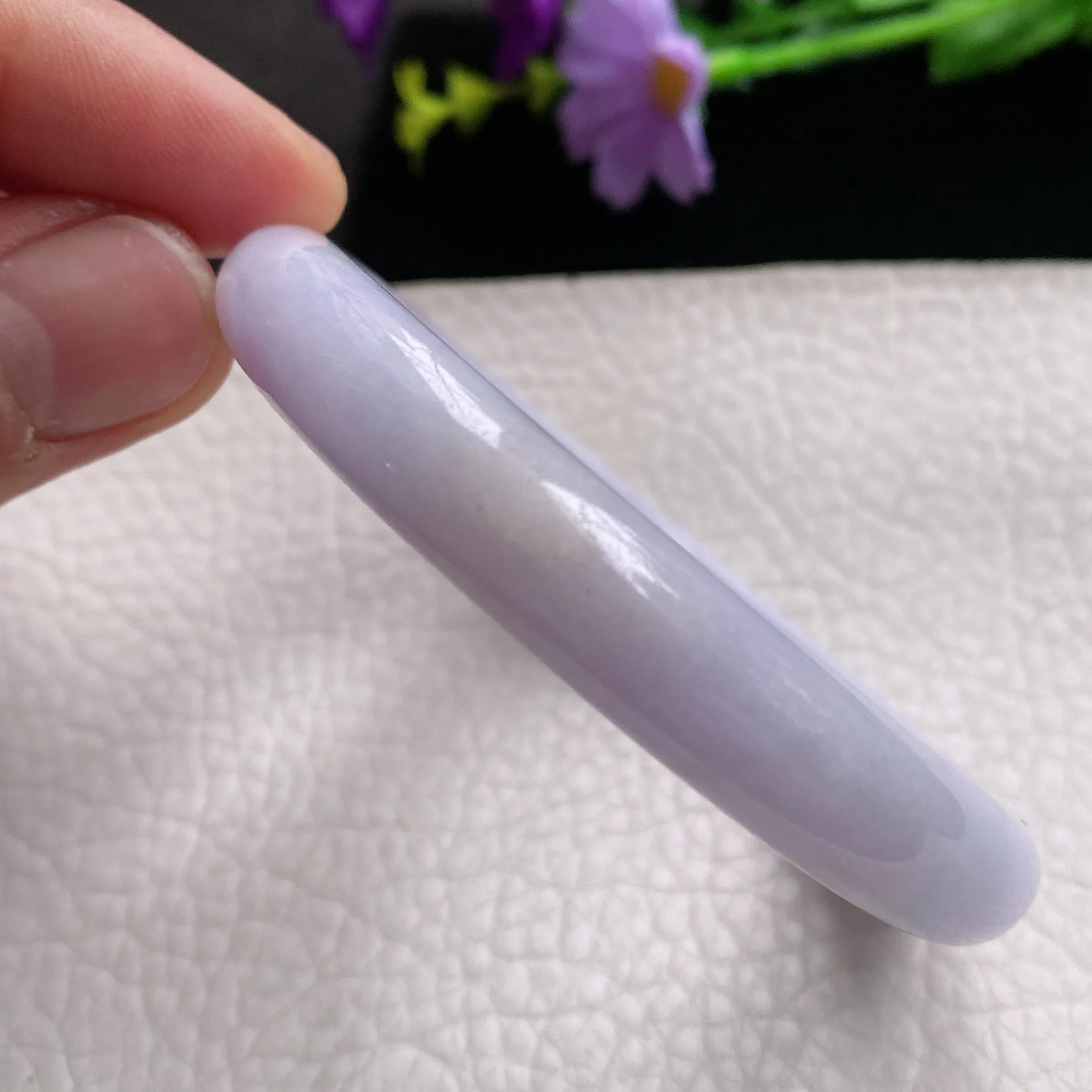 faa实拍 56.5*10.5*缅甸翡翠手镯紫罗兰百搭圆条手镯 美人镯 福镯