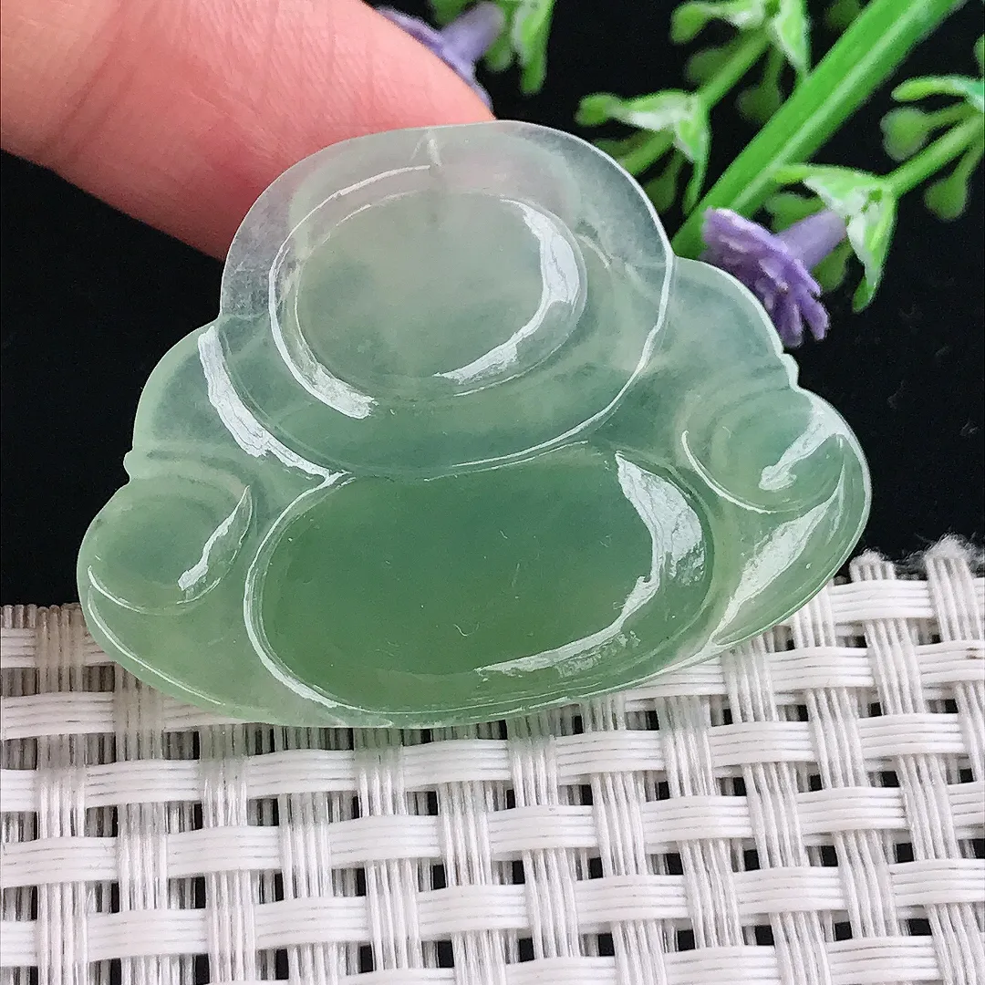 实拍A货翡翠31.5/42.8/5.5老坑冰胶果冻满绿佛公吊坠翡翠玉佛挂件