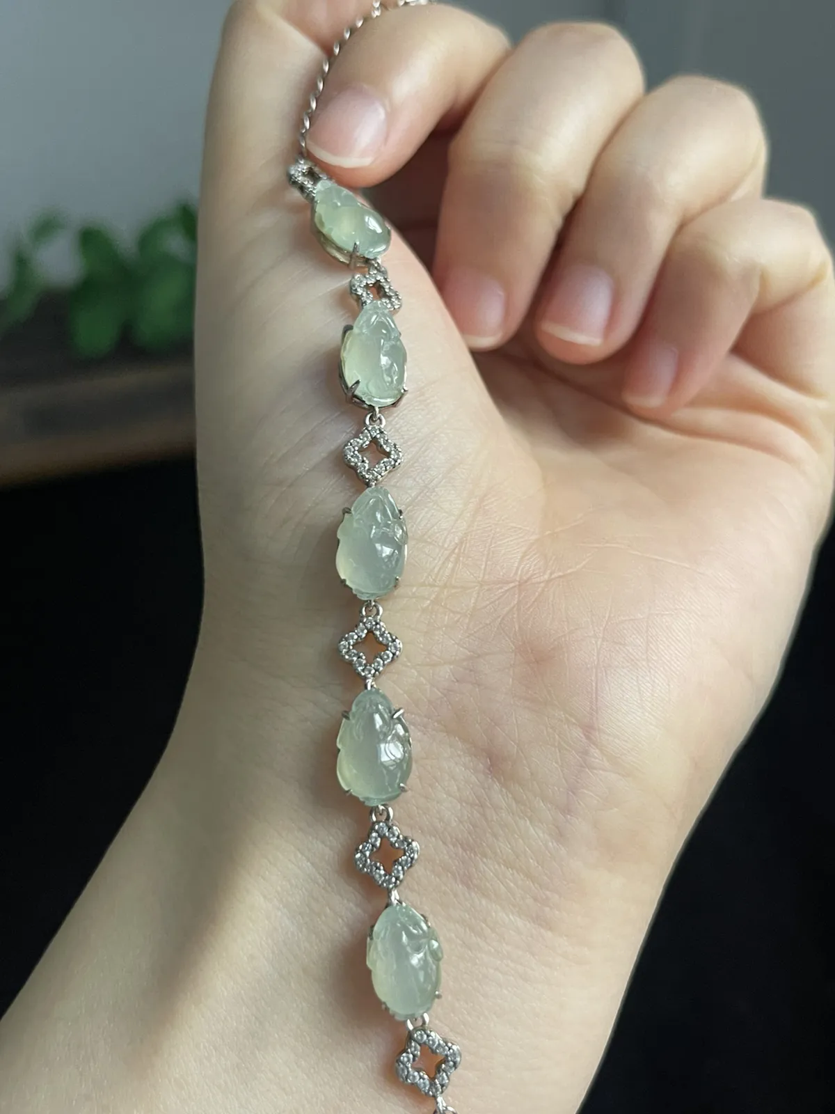 翡翠手链，印记：S925