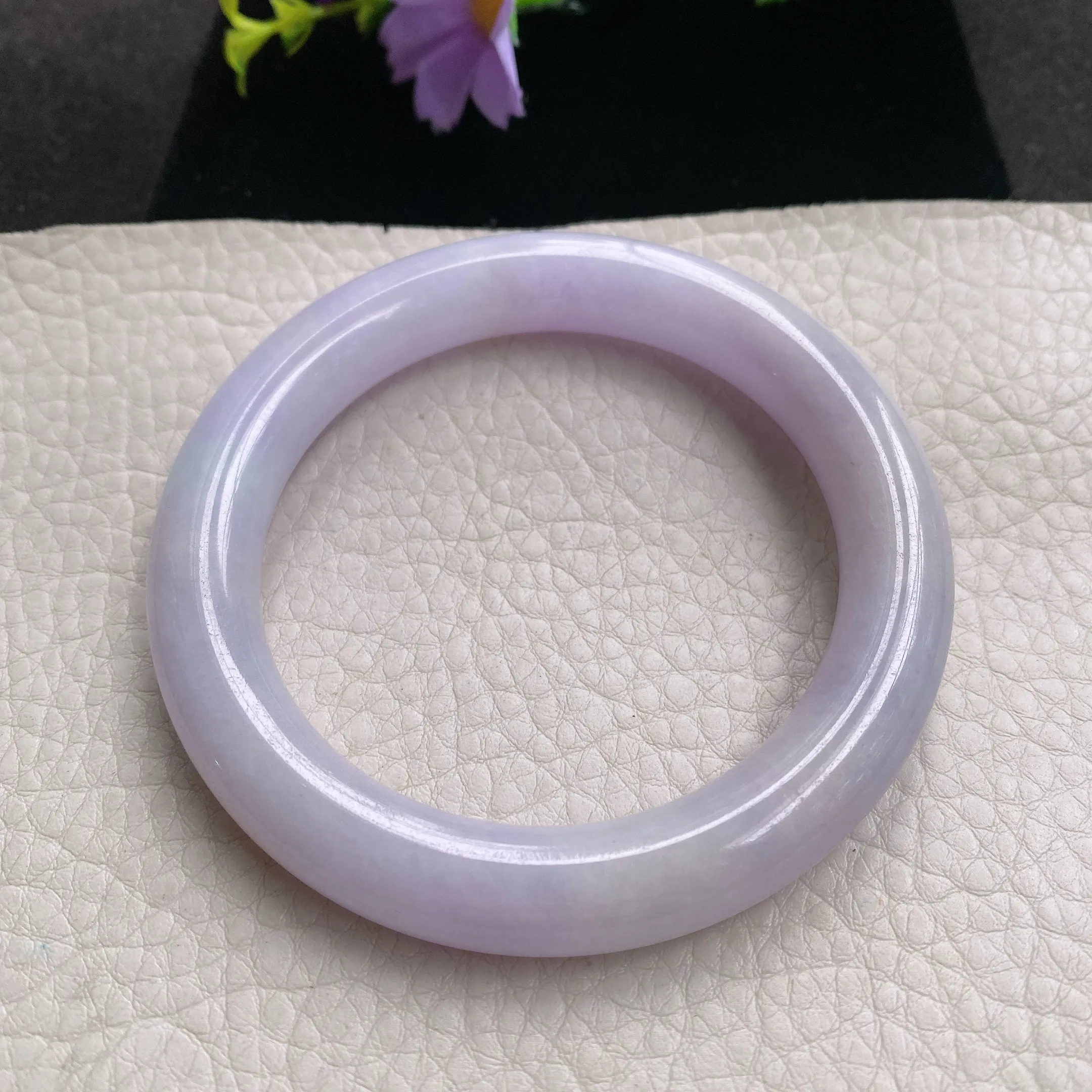 faa实拍 56.5*10.5*缅甸翡翠手镯紫罗兰百搭圆条手镯 美人镯 福镯