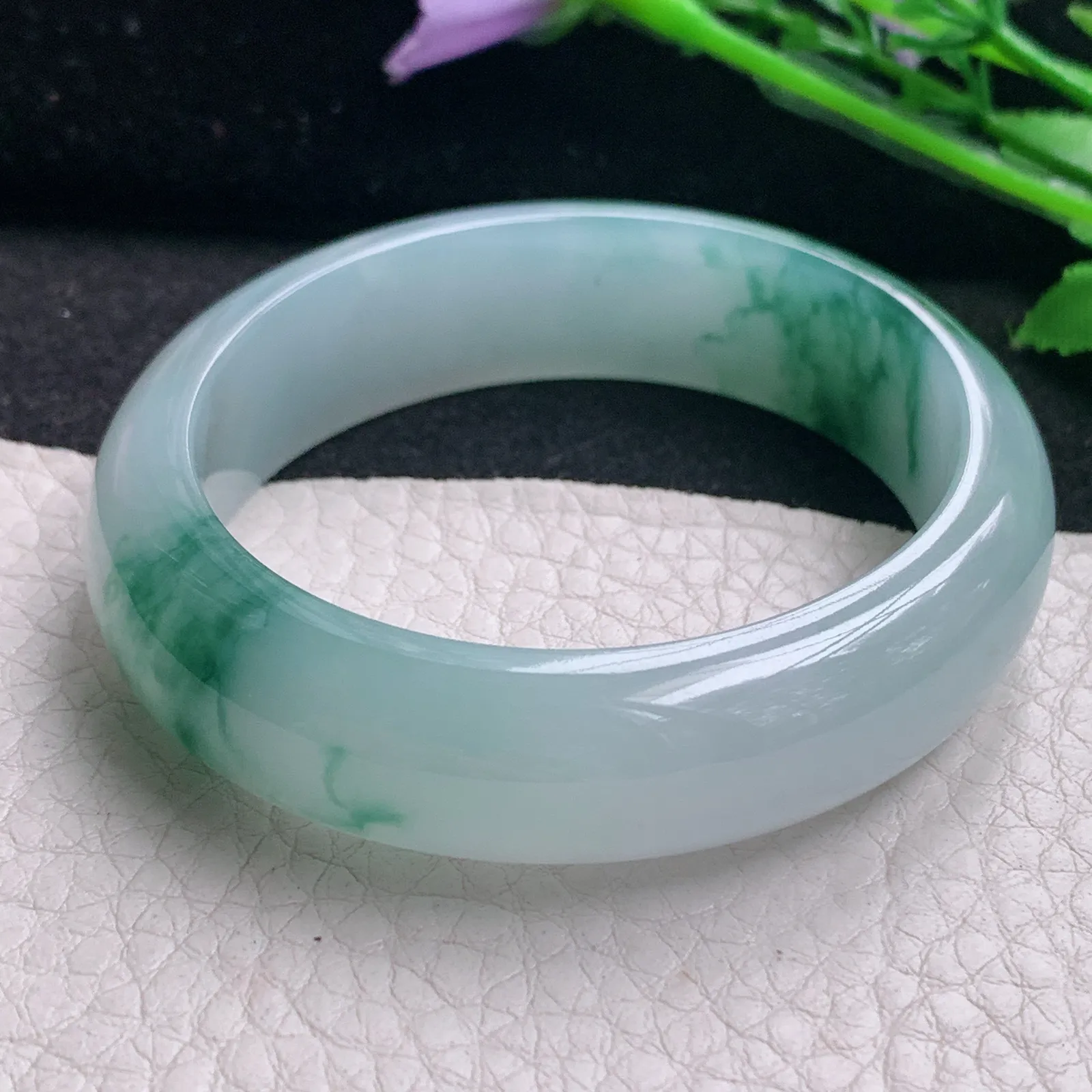 mq实拍53.5*45.8*13.6*7.2贵妃镯 天然缅甸翡翠A货玉手镯冰飘花玉手环