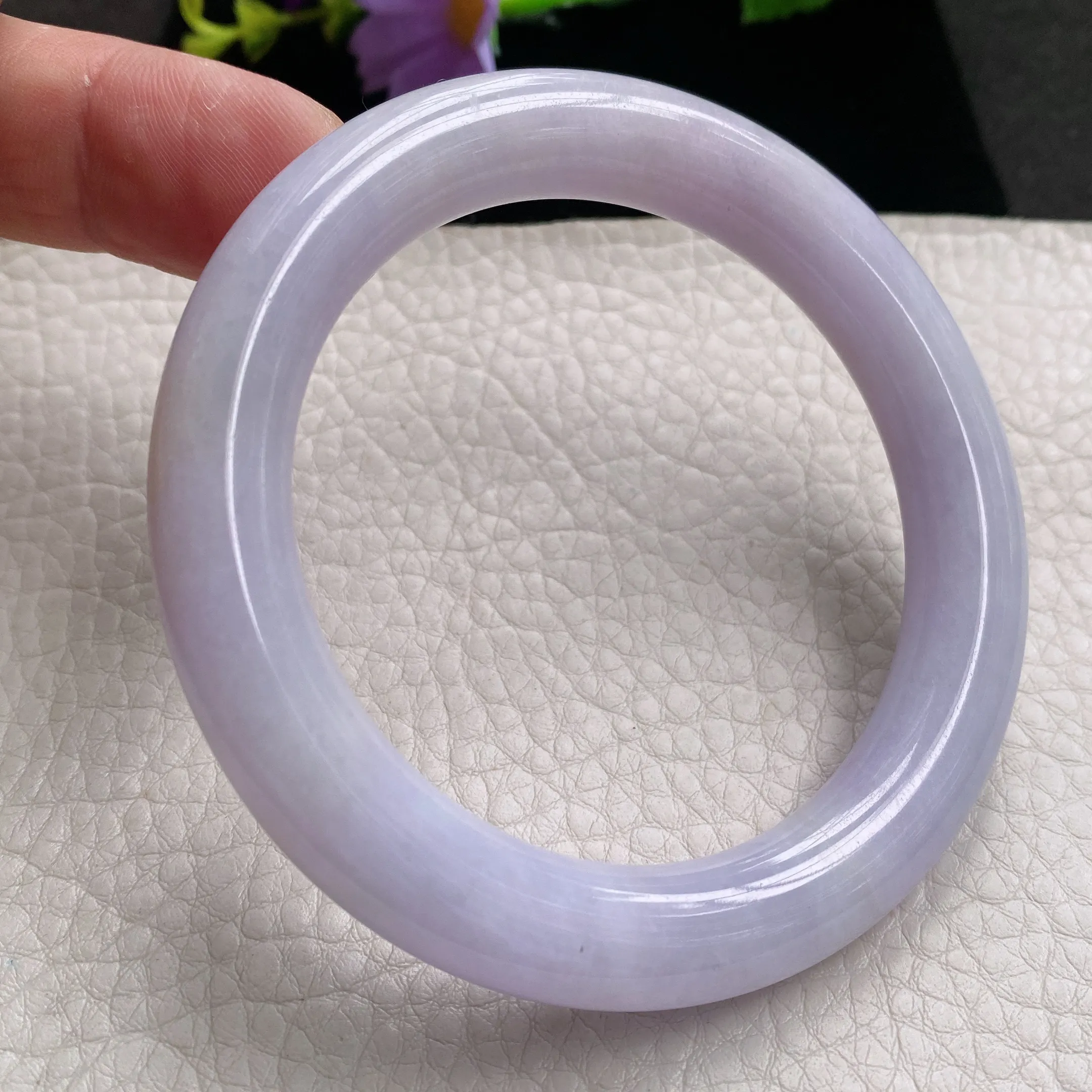 faa实拍 56.5*10.5*缅甸翡翠手镯紫罗兰百搭圆条手镯 美人镯 福镯