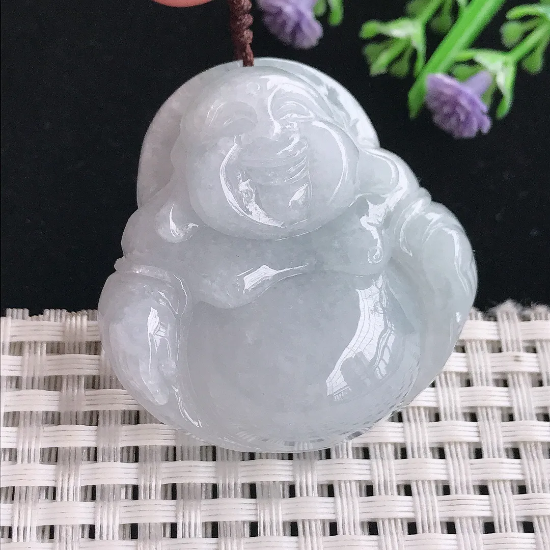 实拍A货翡翠42/41/13老坑秀气温润大佛公吊坠正装翡翠玉佛挂件